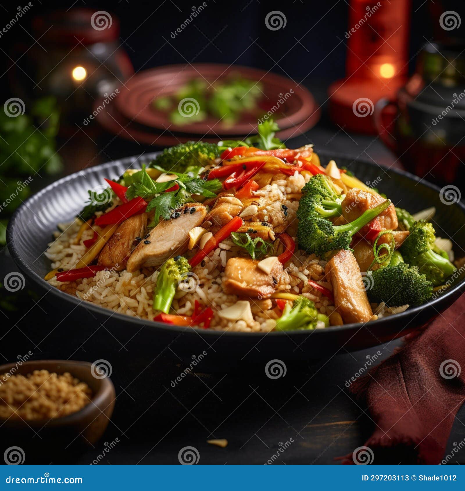 Stir Fried Chicken with Vegetables Stock Illustration - Illustration of