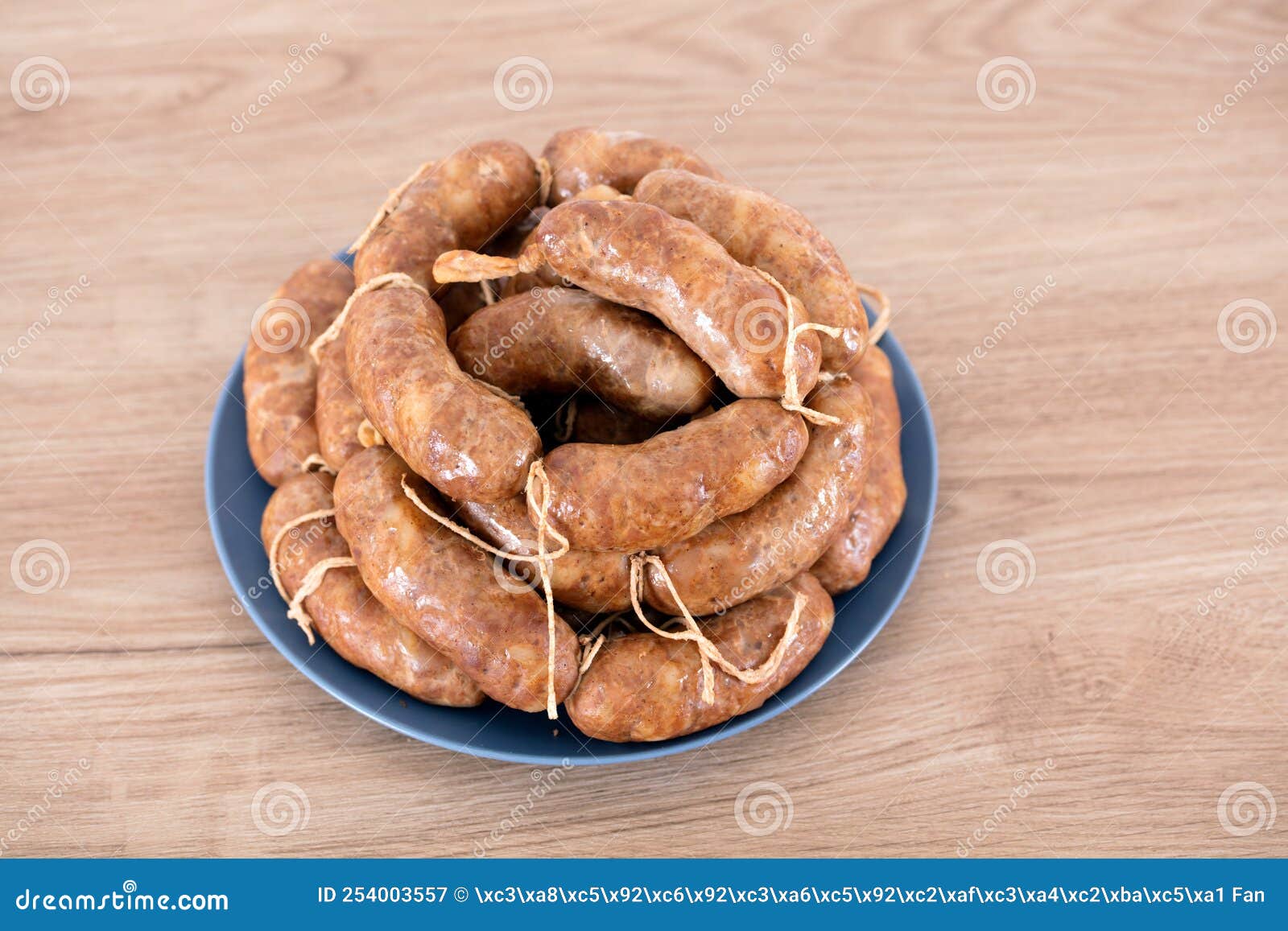 A Plate of Cooked Pork Sausages Stock Image Image of staple, cooked