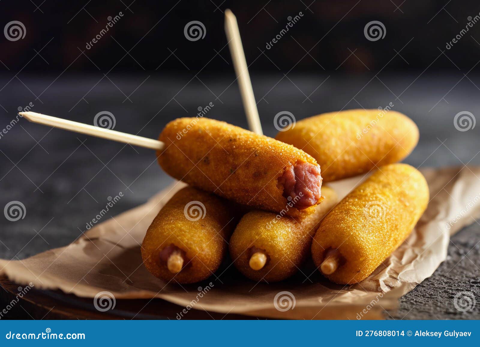 A Plate of Corn Dogs with Sticks on Top AI Generation Stock Illustration Illustration of