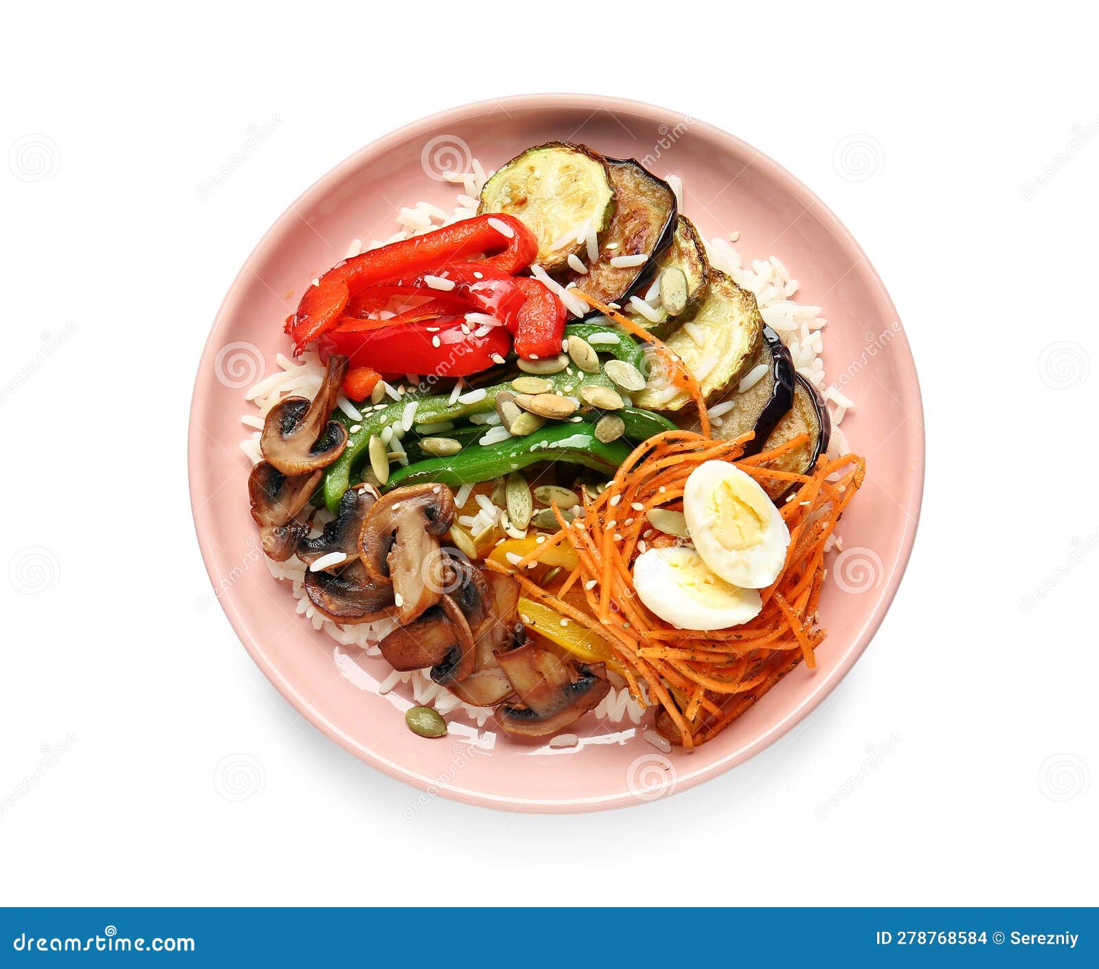 Plate of Delicious Rice Salad with Vegetables on White Background Stock Photo Image of