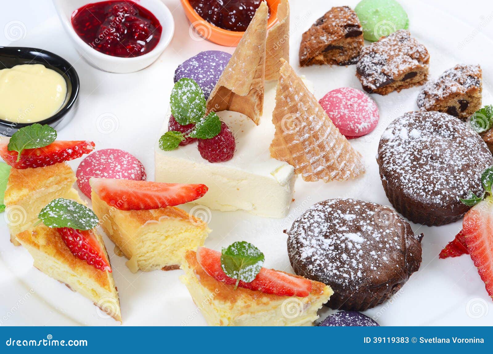Plate of Different Desserts Isolated Stock Image Image of colorful, catering 39119383