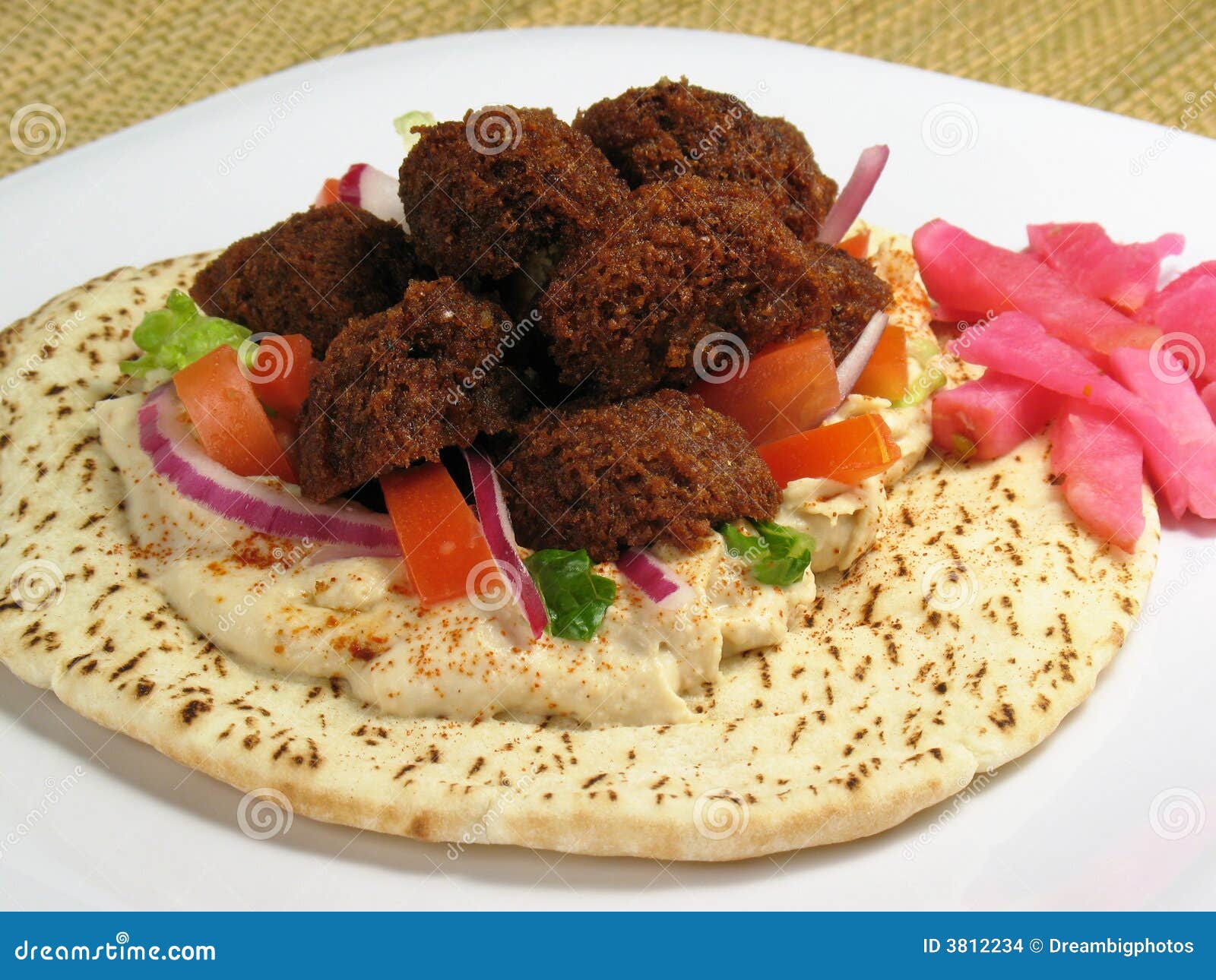 Plate with Falafels and Pita Bread Stock Photo Image of hummous