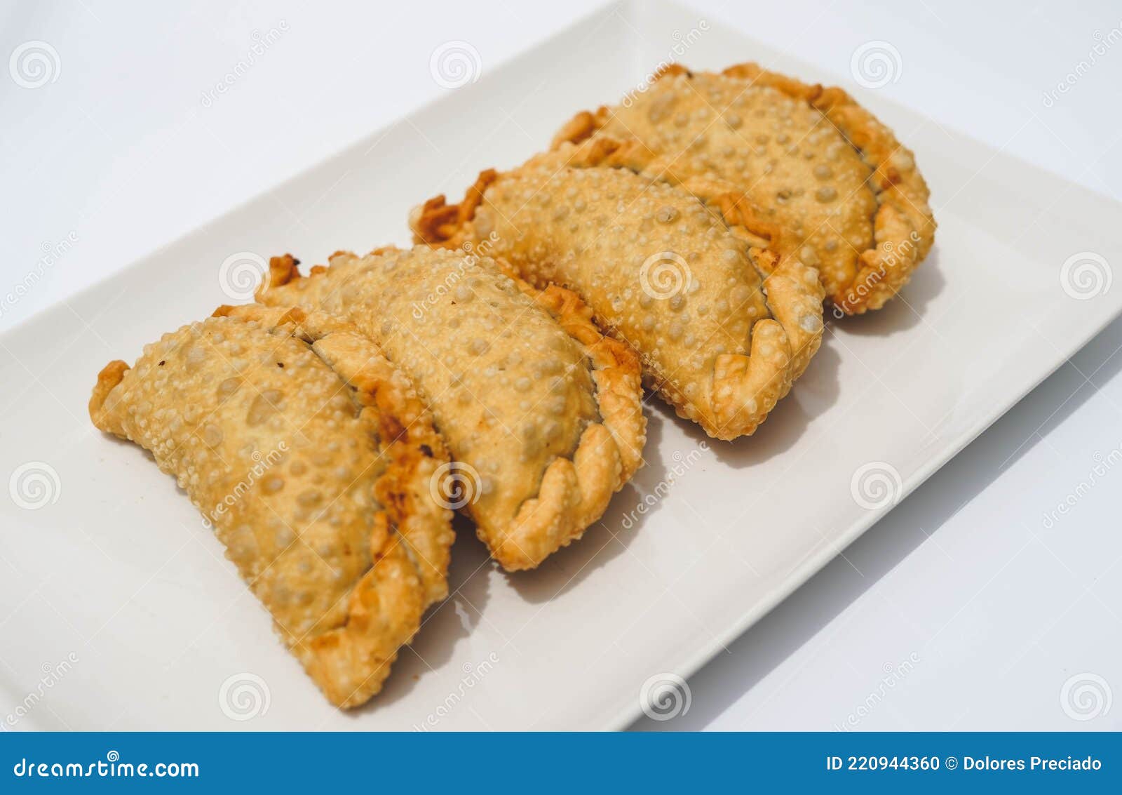 Plate with Four Fried Argentine Beef Empanadas Stock Photo Image of meal, fish 220944360