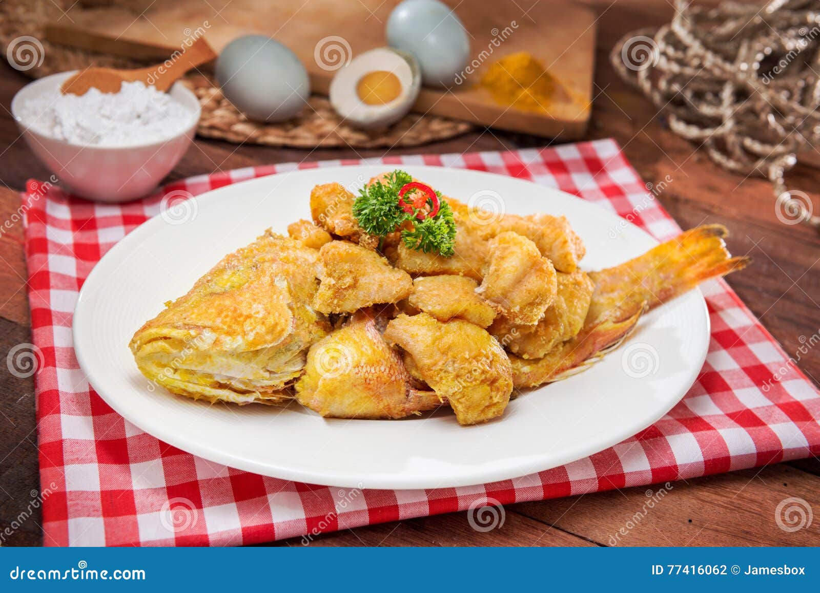 Plate of Fried Fish on the Table in Restaurant Stock Photo Image of