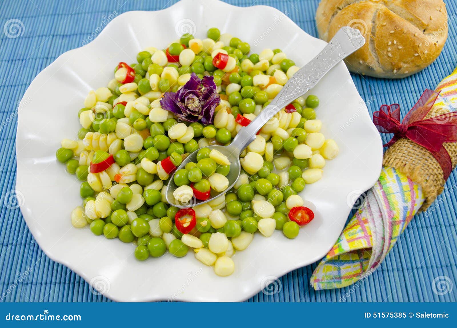 Plate Full with Cooked Peas Corn and Pepper Stock Image Image of meal