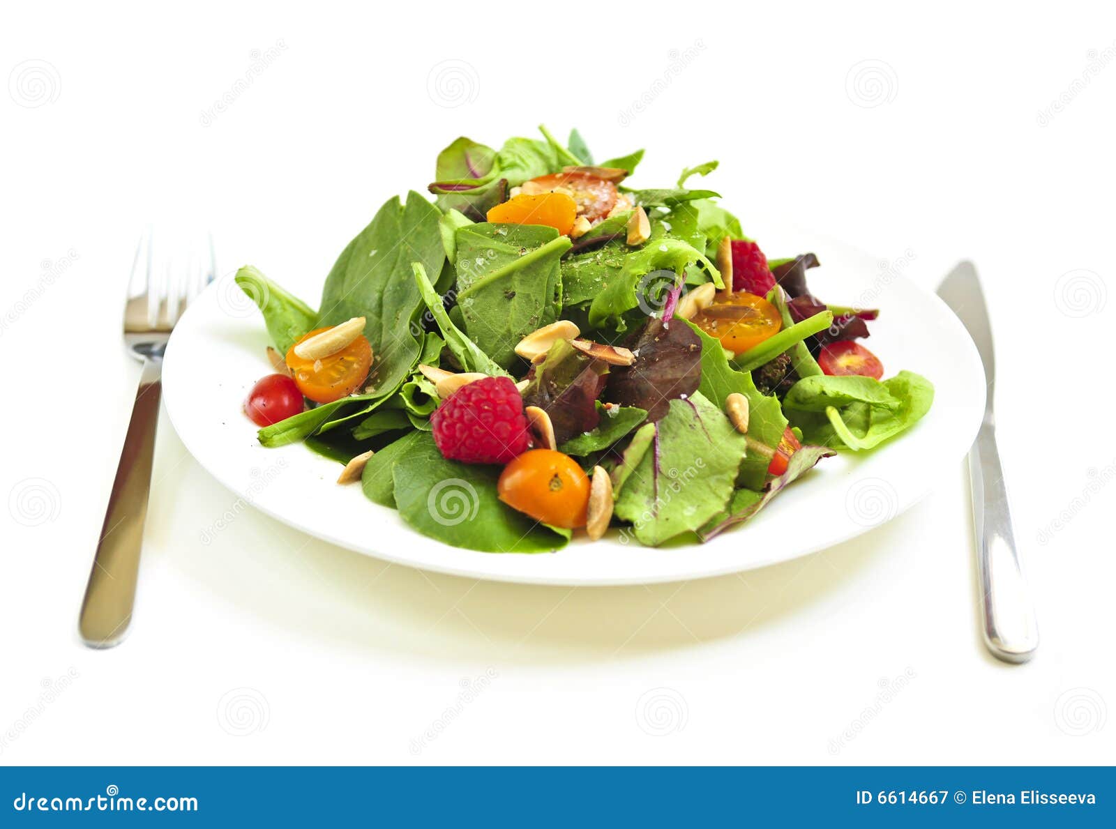 Plate of Green Salad on White Background Stock Image Image of