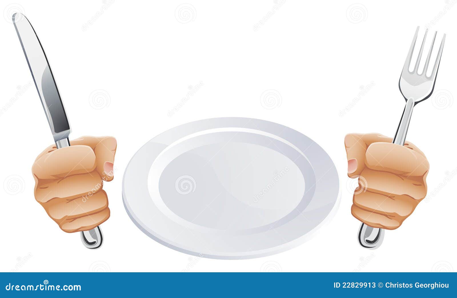 plate and hands holding cutlery