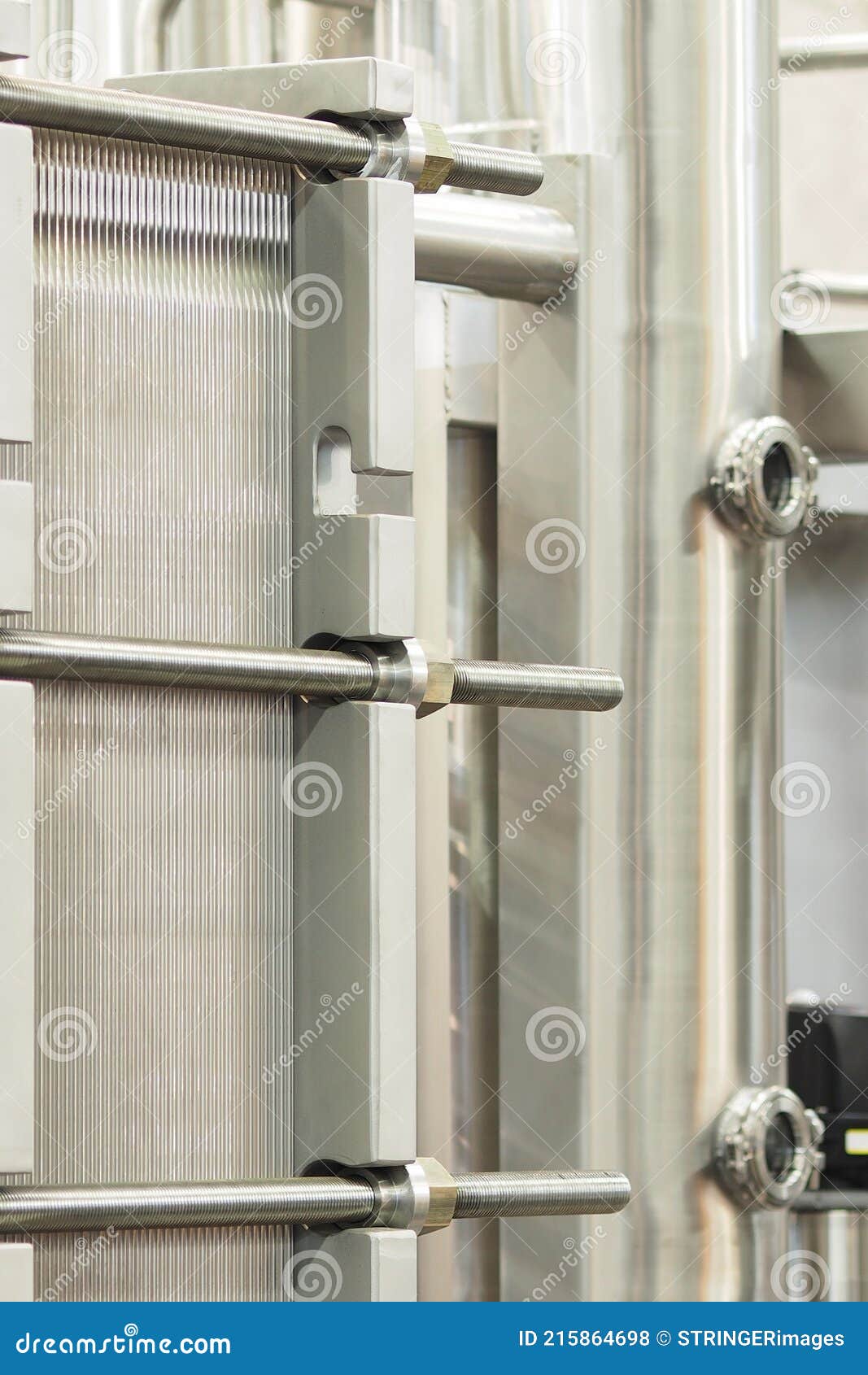 Plate Heat Exchanger Assembly with Threaded Rods Stock Photo Image of
