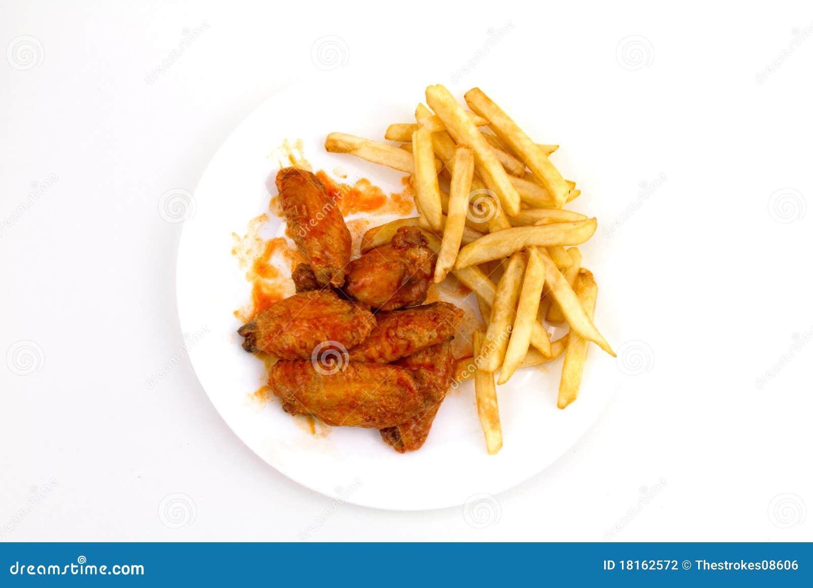 A Plate of Hot Wings and Fries Stock Photo Image of meal, sauce 18162572