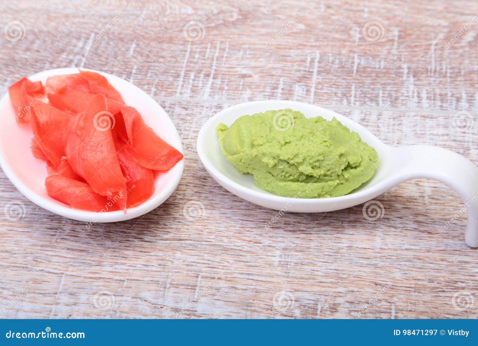 Plate with Japanese Wasabi Sauce and Pickled Ginger. Stock Image