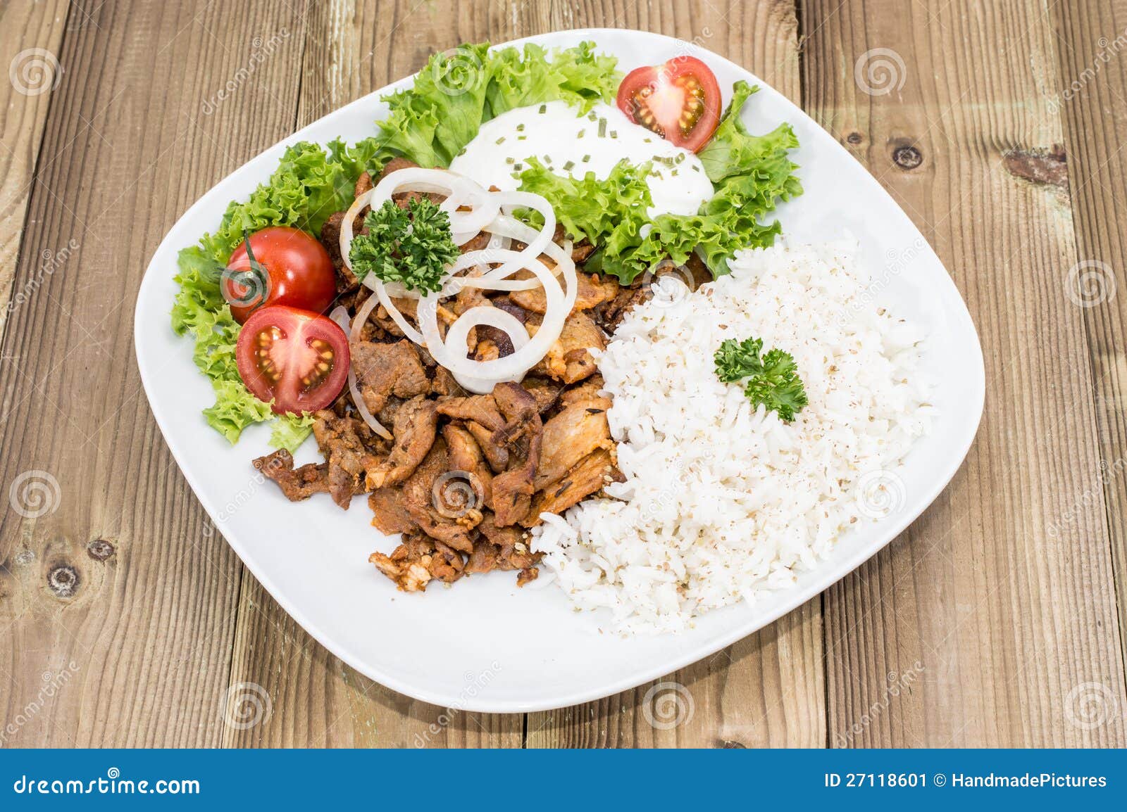 Plate with Kebab and Rice stock image. Image of tasty 27118601