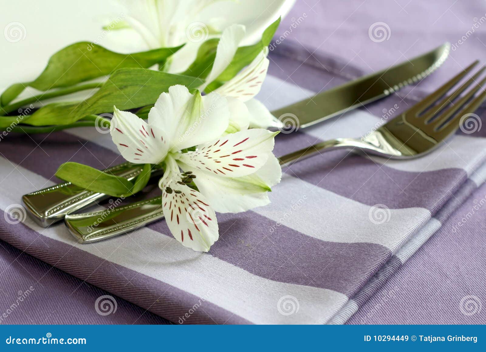 Plate, Knife, Fork and Flowers. Stock Image Image of formal, cutlery