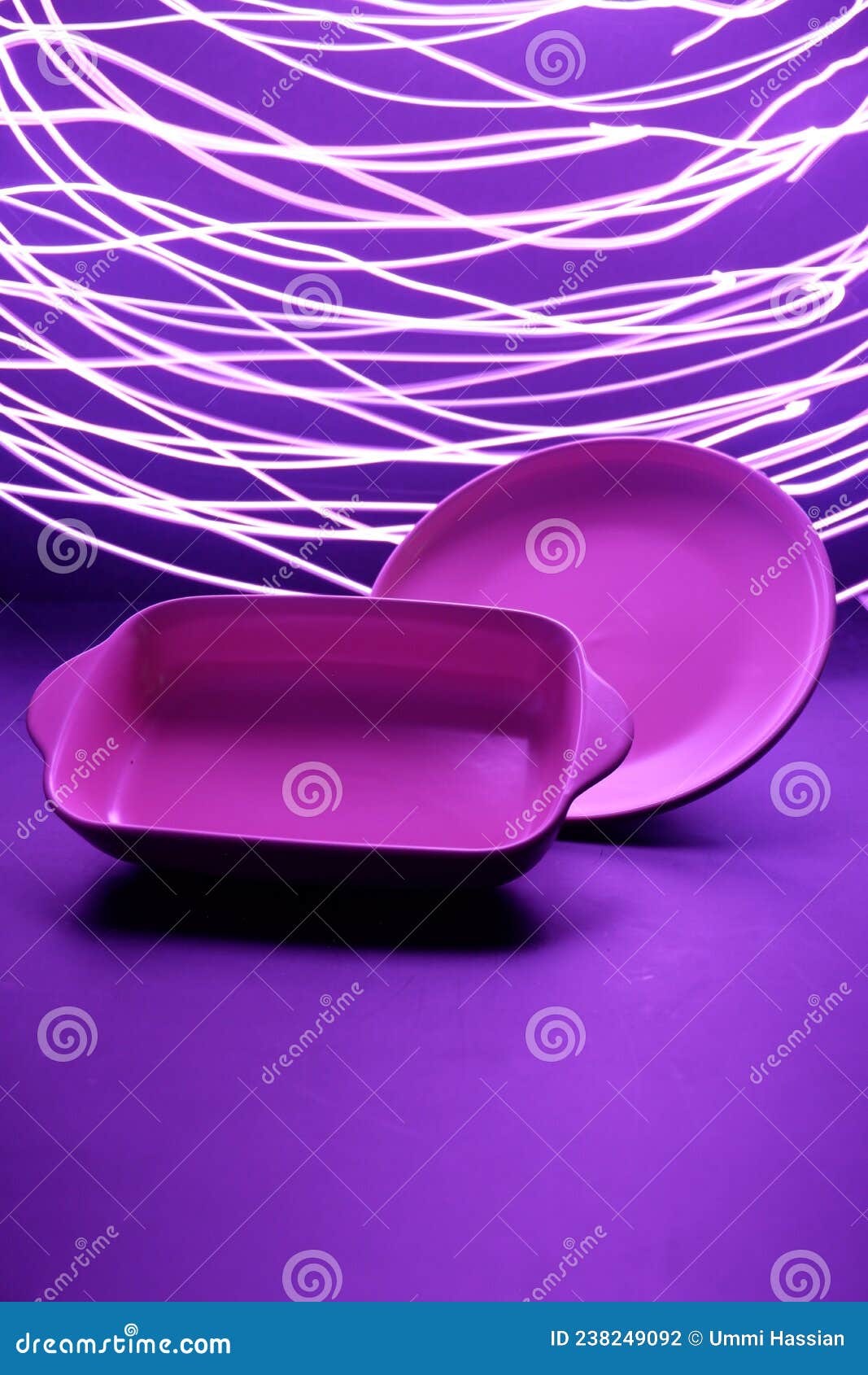 Pink Plate with light stock photo. Image of backgrounds 238249092