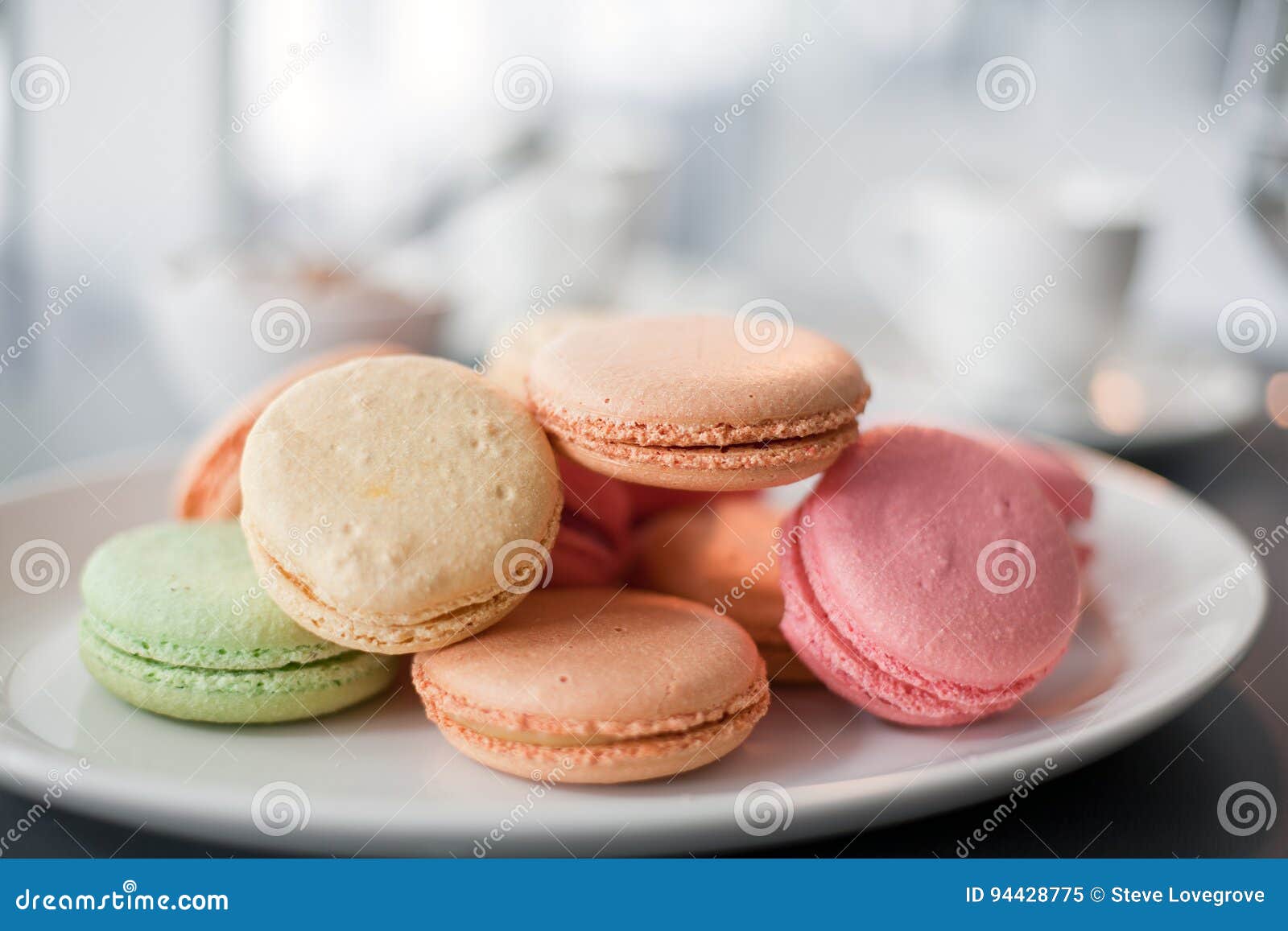 Plate of Macarons in a Cafe Stock Image - Image of dessert, flavours ...