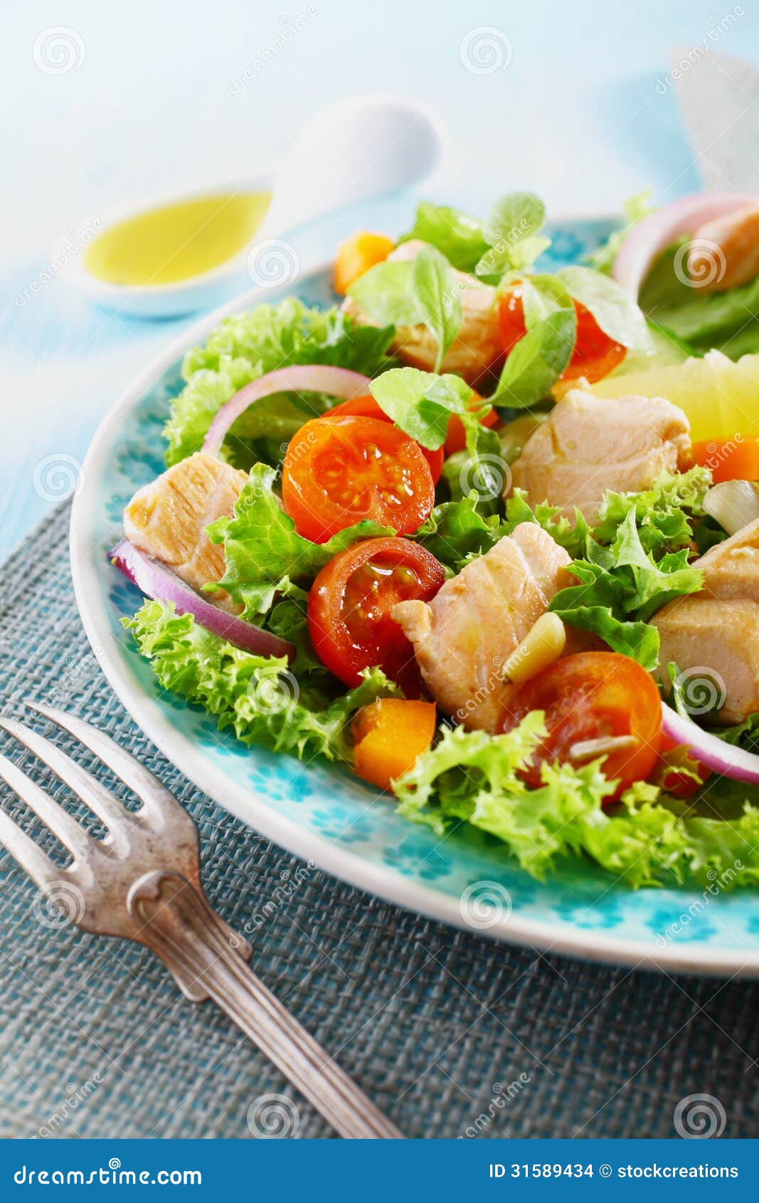 Plate with a Mediterranean Chicken Salad Stock Photo - Image of fresh ...