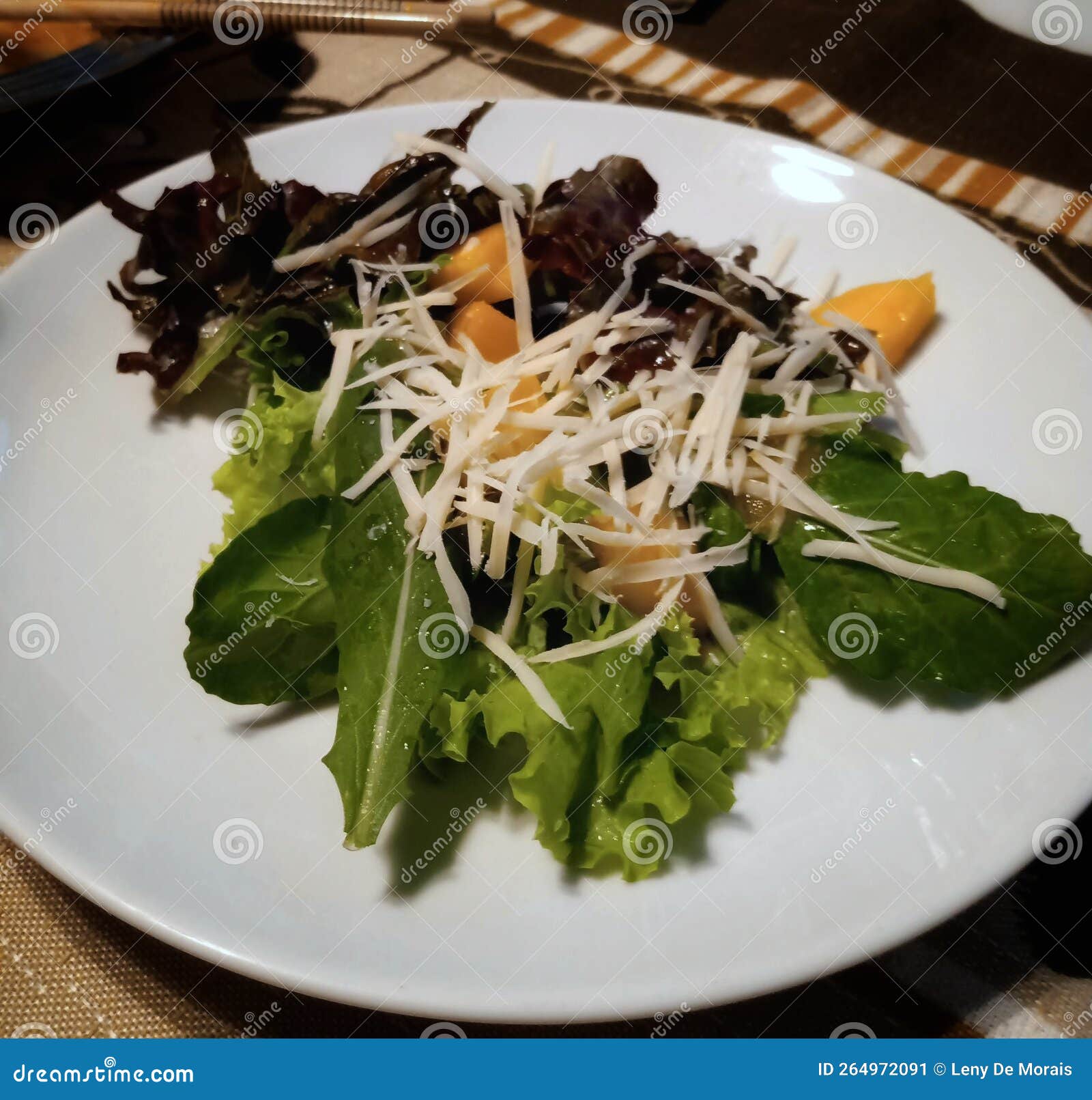 A Plate of Mixed Green Leaf Salad with Mango and Grated Cheese Stock Image Image of mixed