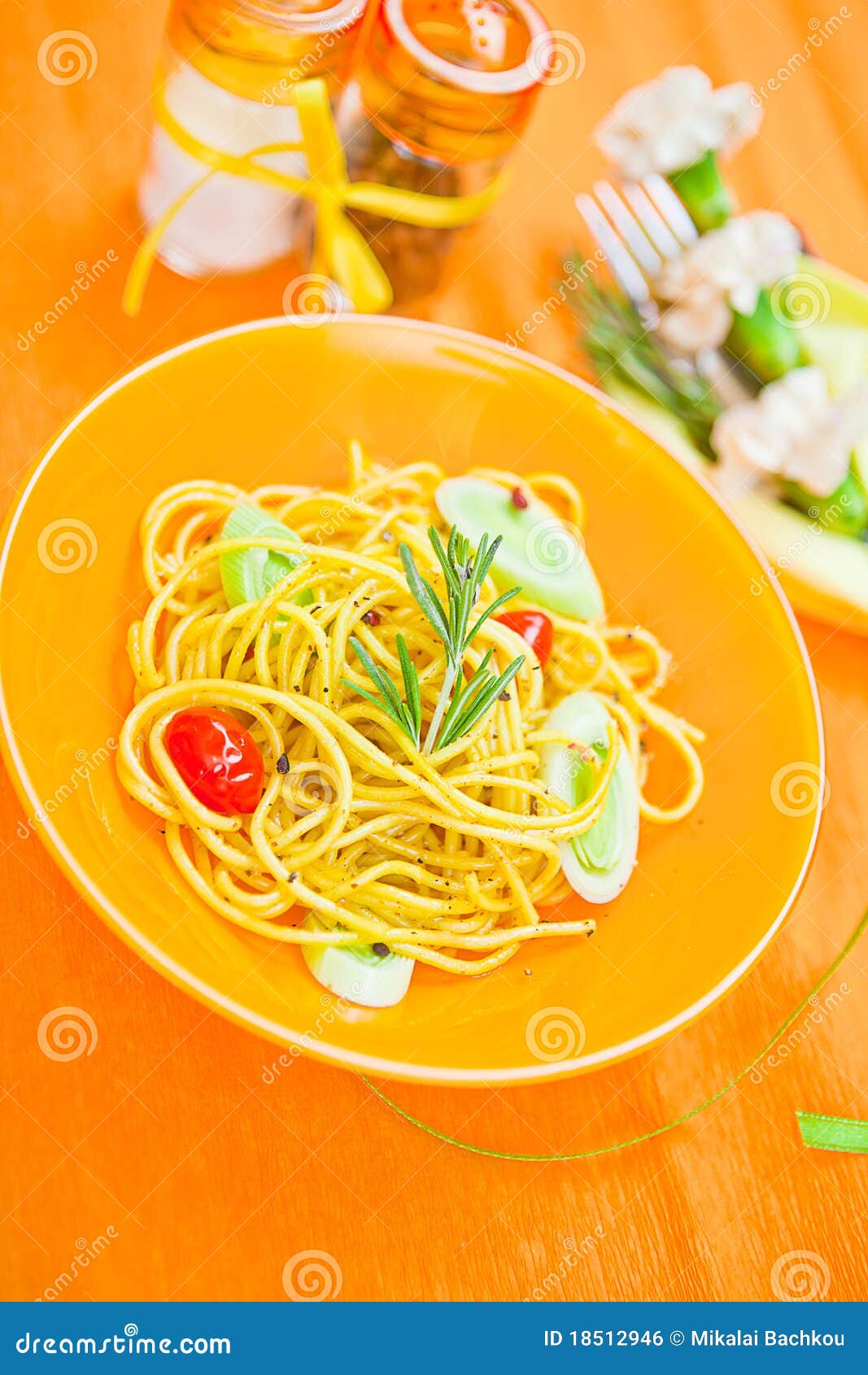 Plate of Pasta on the Table Stock Photo Image of lunch, dining 18512946