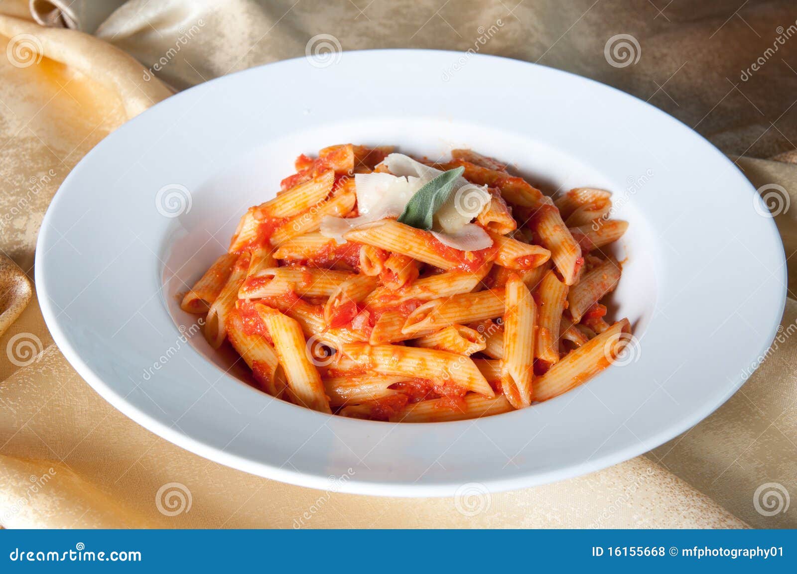 Penne Pasta, Green Basil, Parmesan, Sesame, Garlic, Chilli, Eggs Lie On