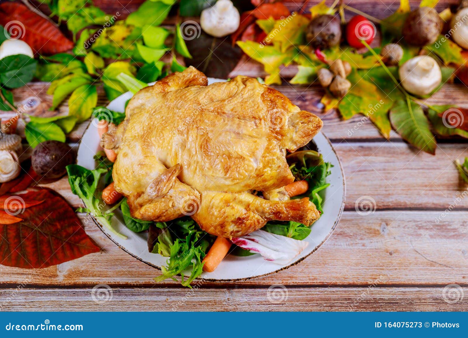 Plate with Roasted Turkey on Thanksgiving Day Stock Image - Image of ...