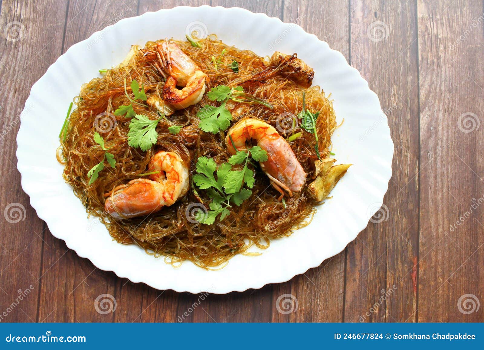 Stir Fried Noodles with Shrimps Photo Stock Photo - Image of carrot