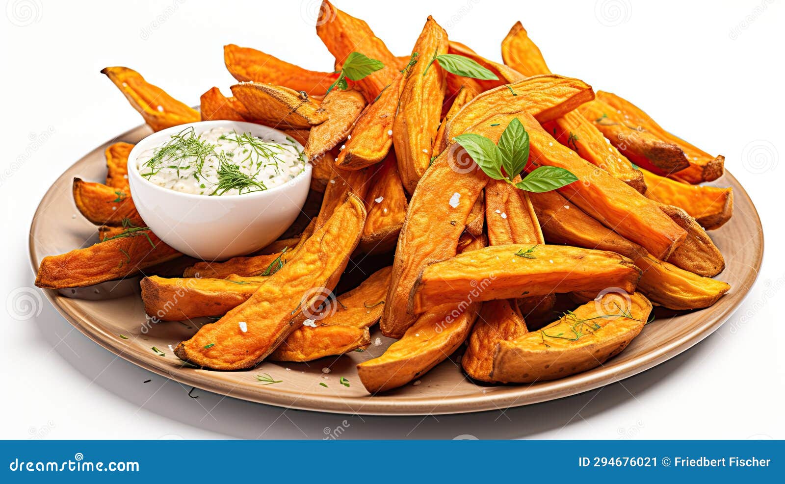 A Plate of Sweet Potato Fries with a Dip Stock Image Image of