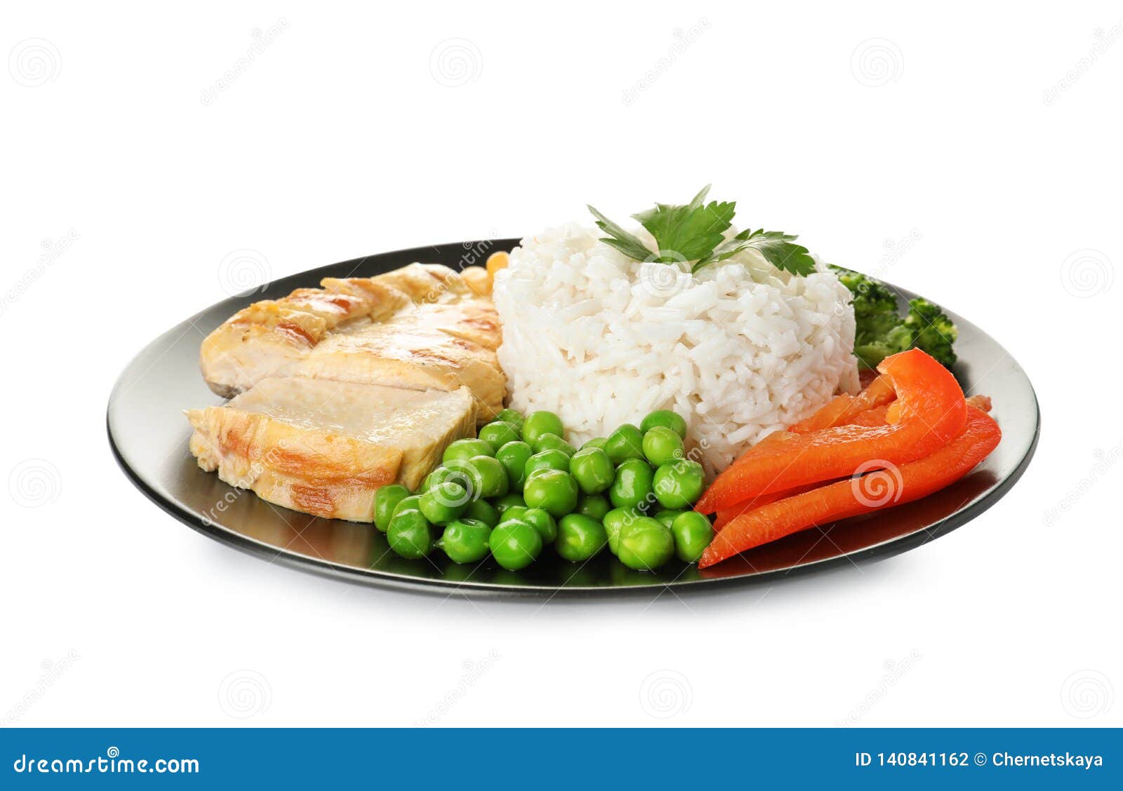 Plate with Tasty Rice, Vegetables and Meat Stock Photo Image of food