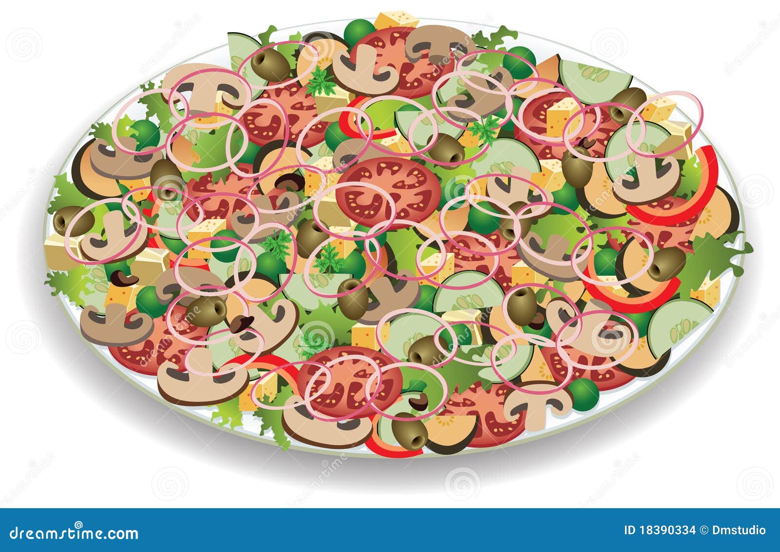 Plate with vegetable salad stock vector. Illustration of delicious