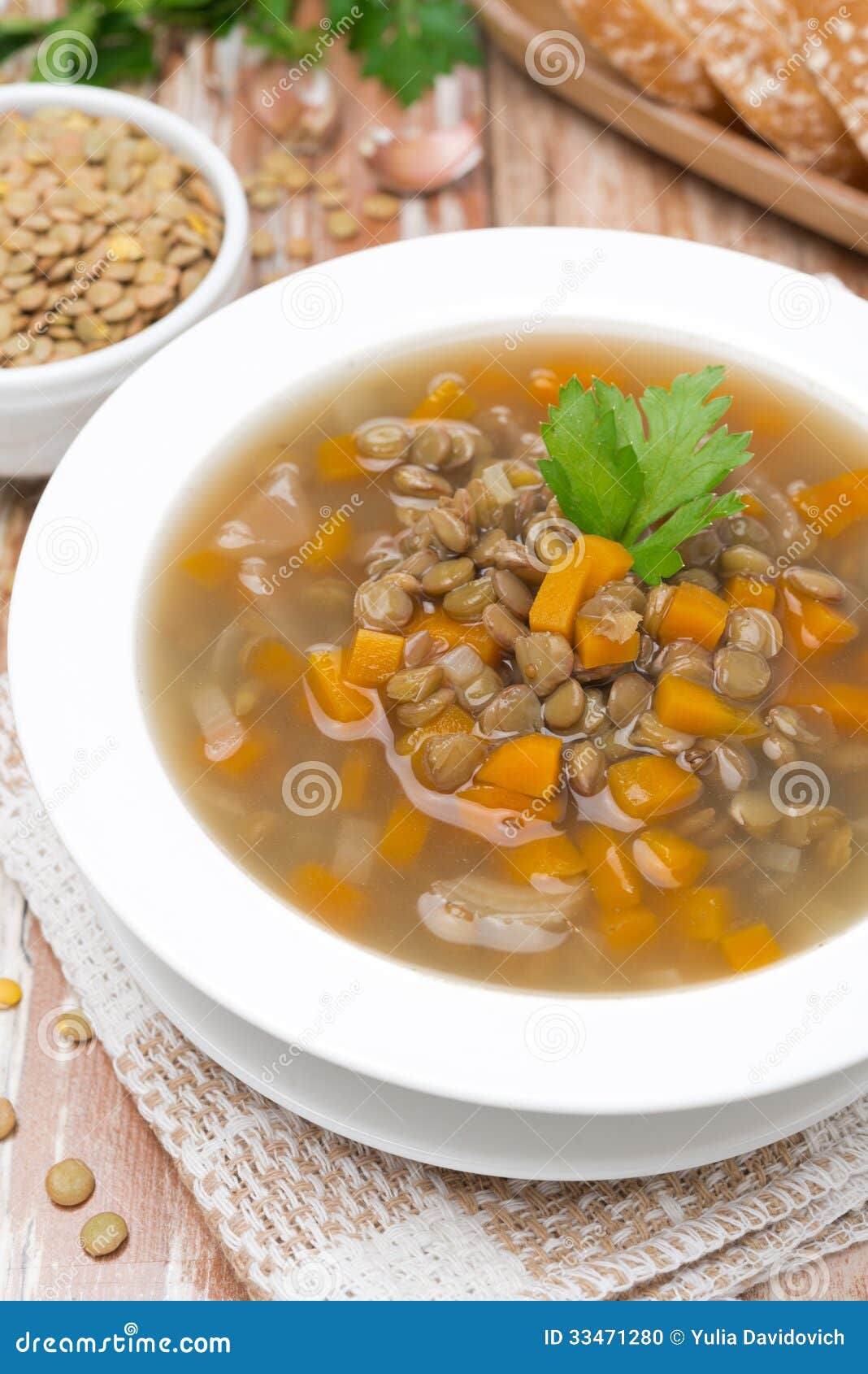 Plate of Vegetable Soup with Lentils, Top View Stock Photo - Image of ...