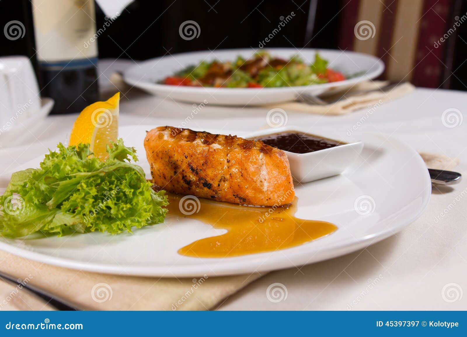 Plated Grilled Fish with Garnishes Stock Image Image of healthy
