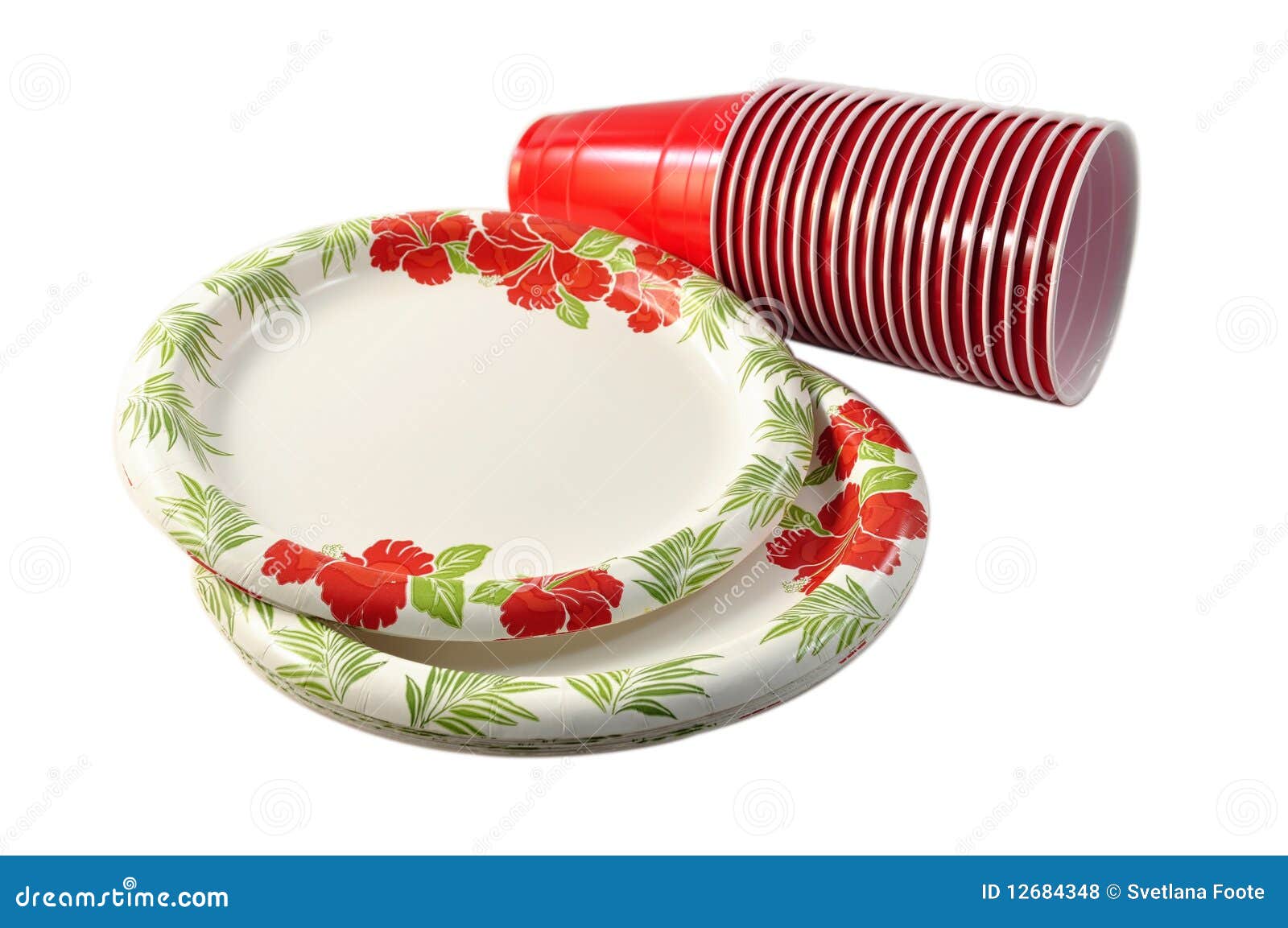 Plates and Cups for Outdoor Party Stock Photo Image of isolated