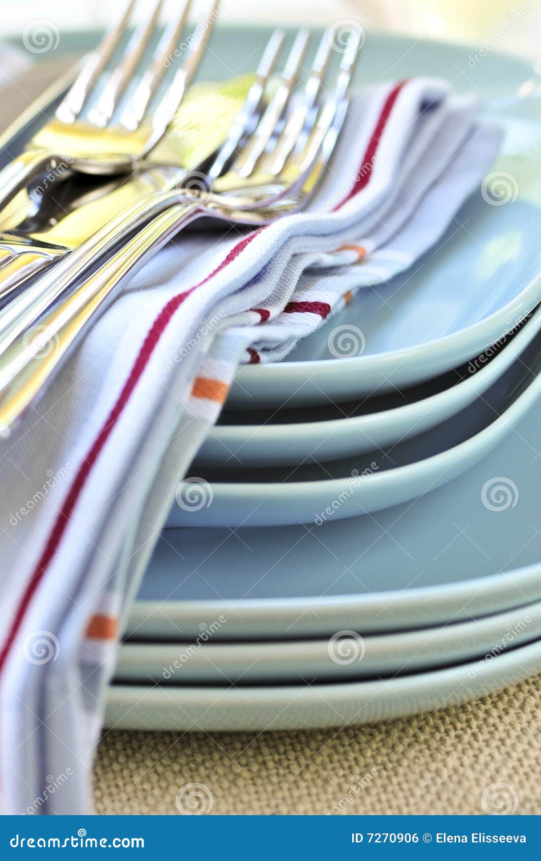 Plates and cutlery stock photo. Image of catering, fork 7270906