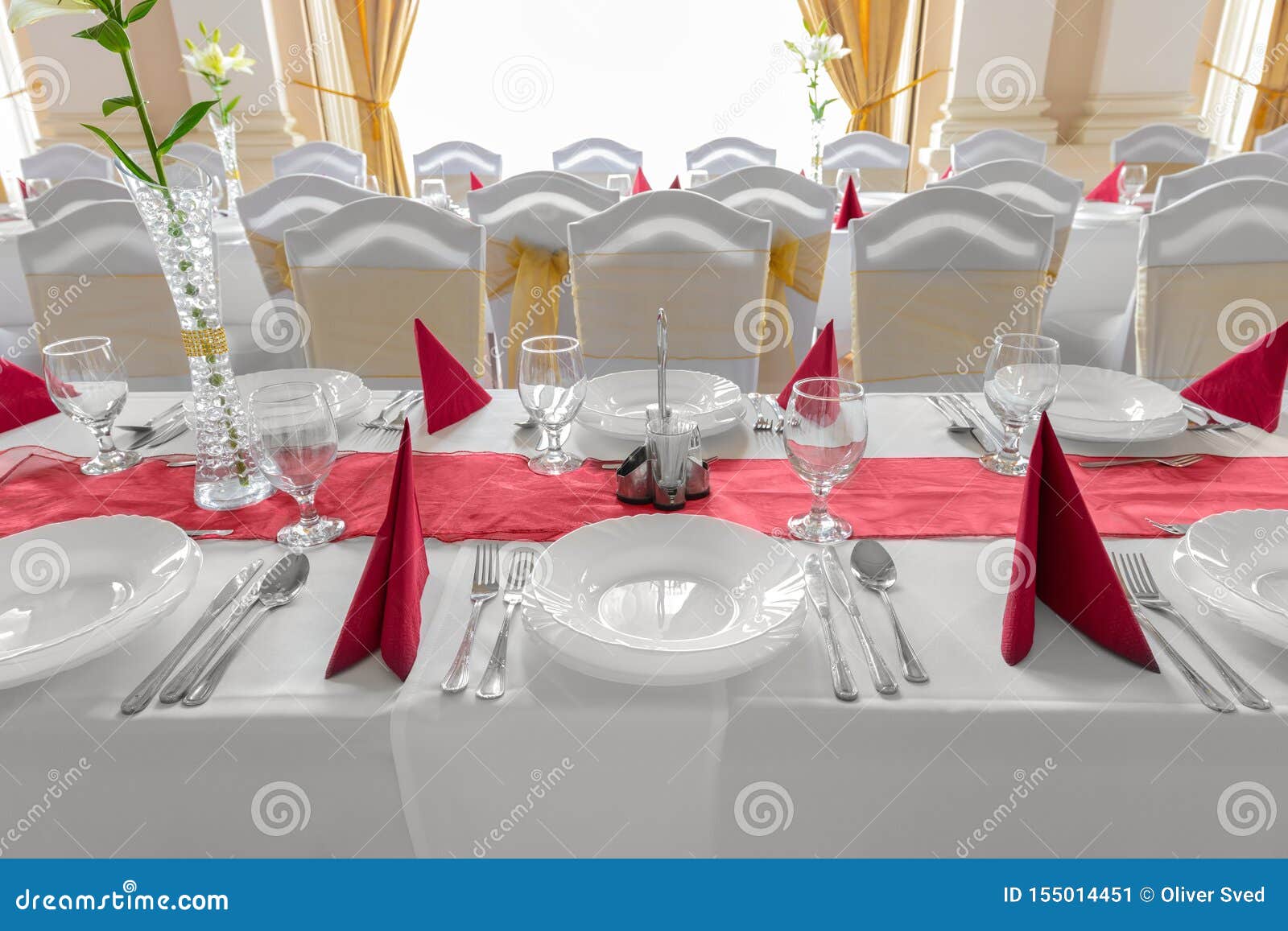 Plates and Dishes on Dining Table Stock Image Image of decoration