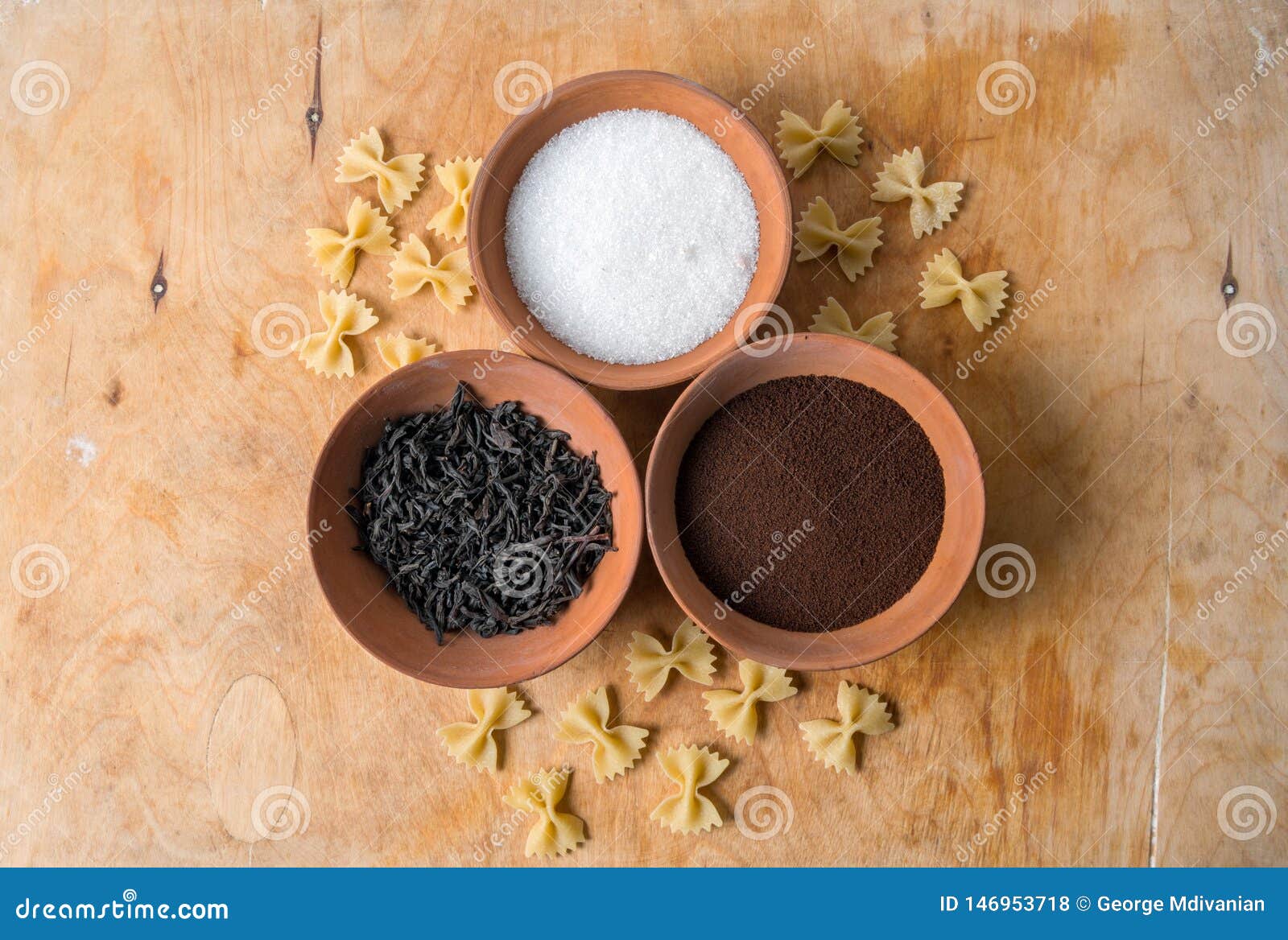 Plates with Ingedients, Sugar,tea Coffee Stock Photo Image of green