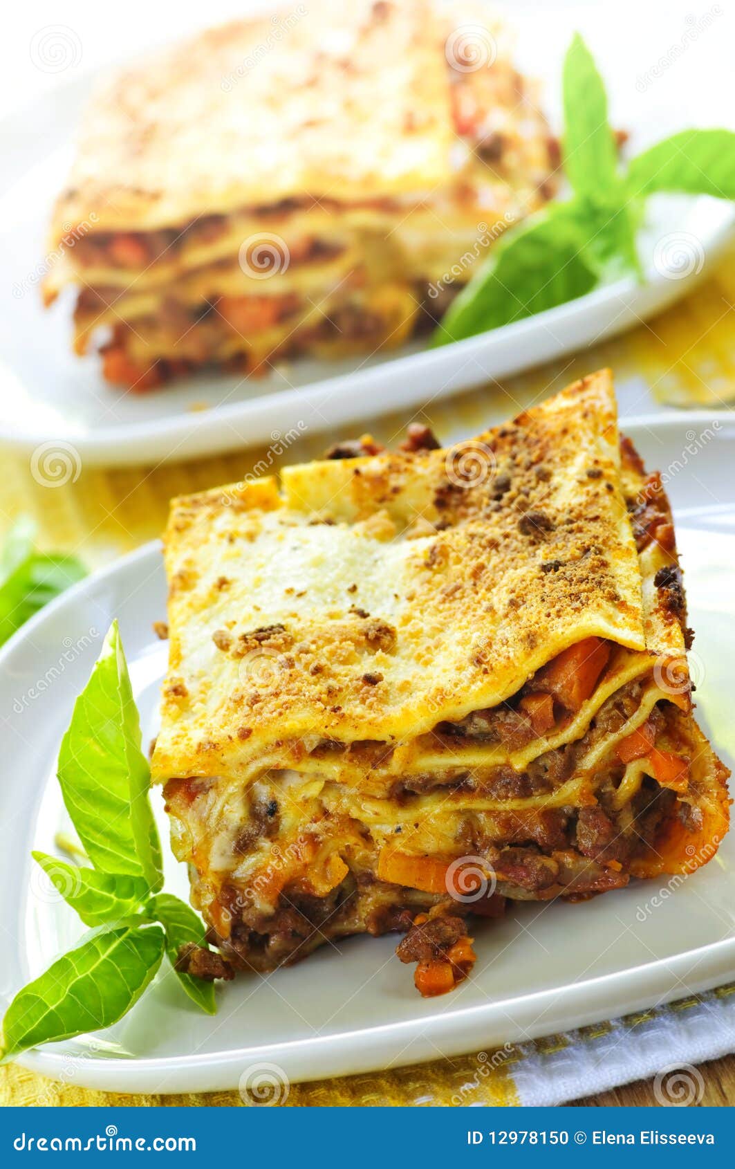 Plates of lasagna stock photo. Image of cooked, cuisine - 12978150