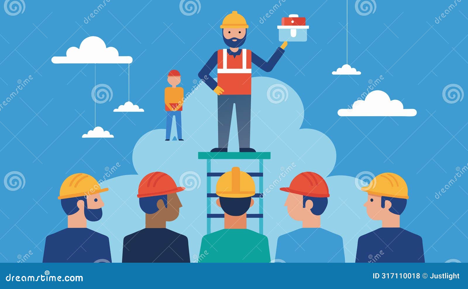 from the platform the foreman can easily assess the progress of multiple construction teams and redirect resources as
