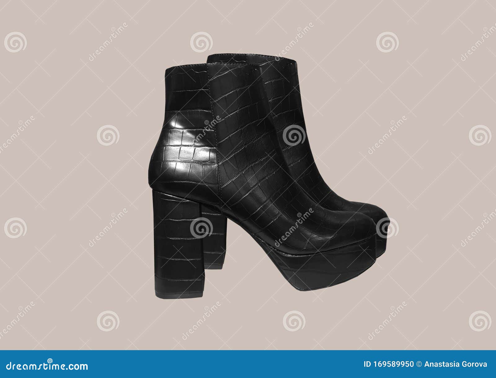 Platform Women`s Snakeskin Boots Stock Photo - Image of material ...