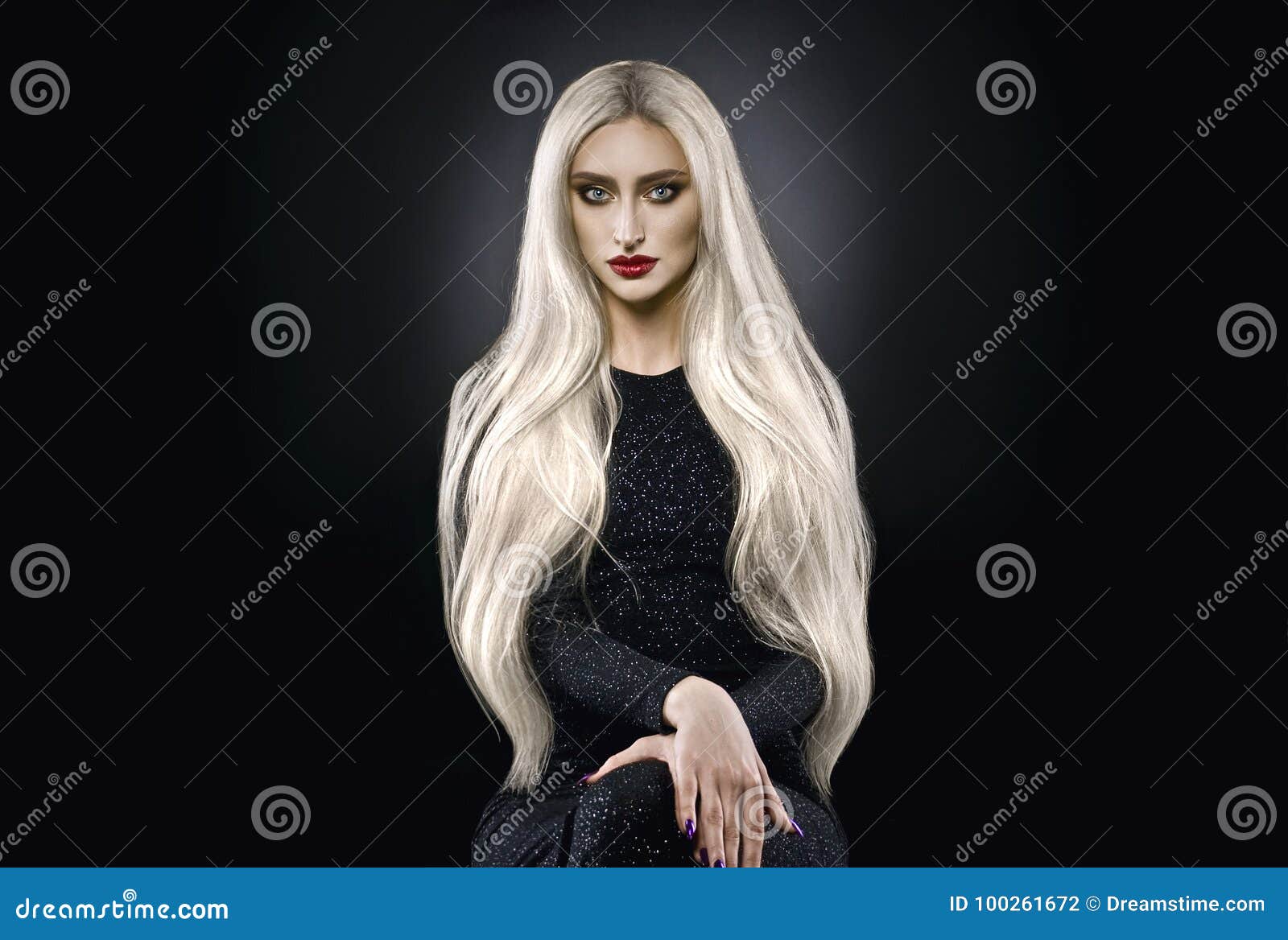 Platinum Blonde Hair Woman Stock Photo Image Of Dress