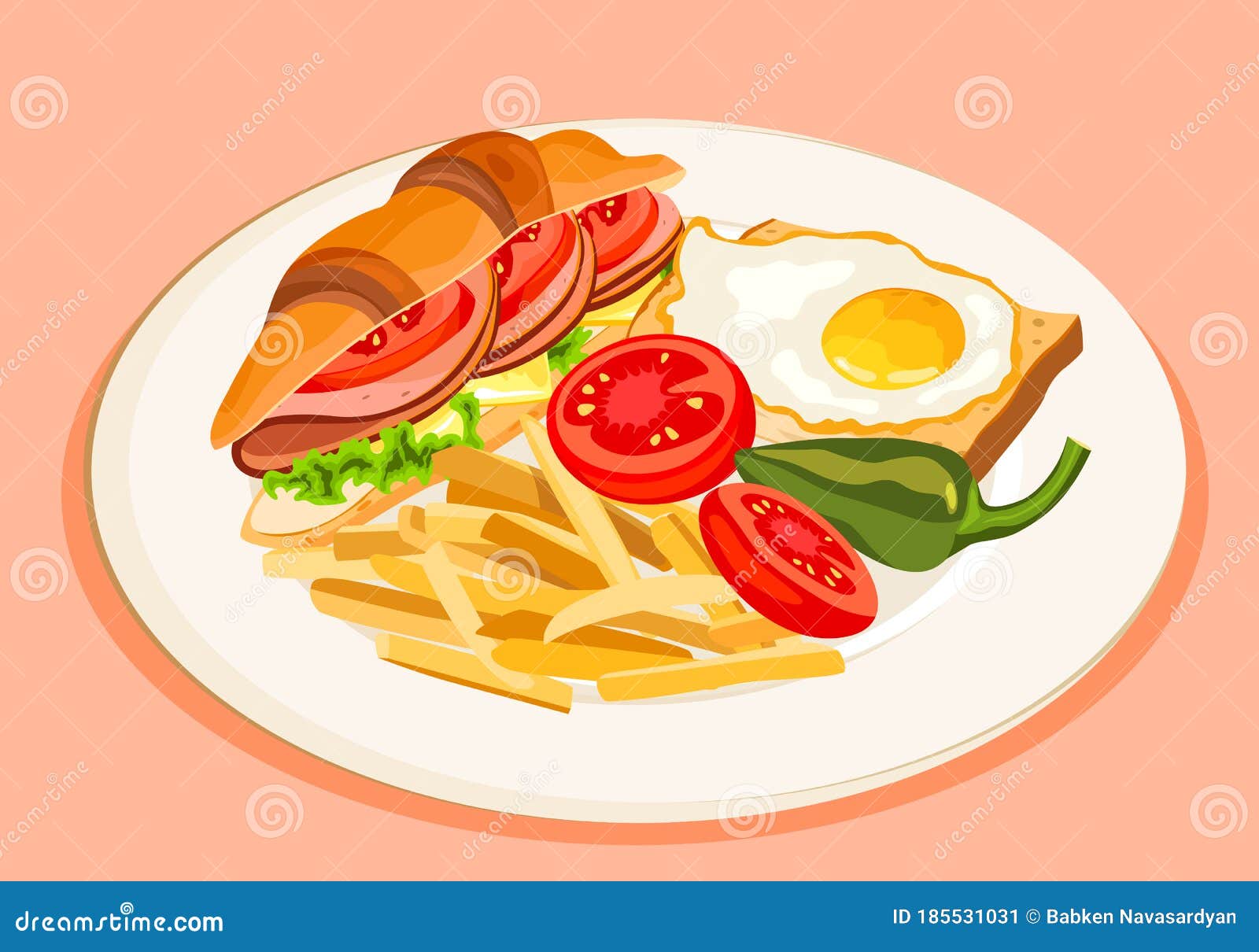 Plato Lleno De Comida Deliciosa Ilustración del Vector - Ilustración de comestible, blanco: 185531031 Plato Lleno De Comida Deliciosa Ilustración del Vector - Ilustración de comestible, blanco: 185531031