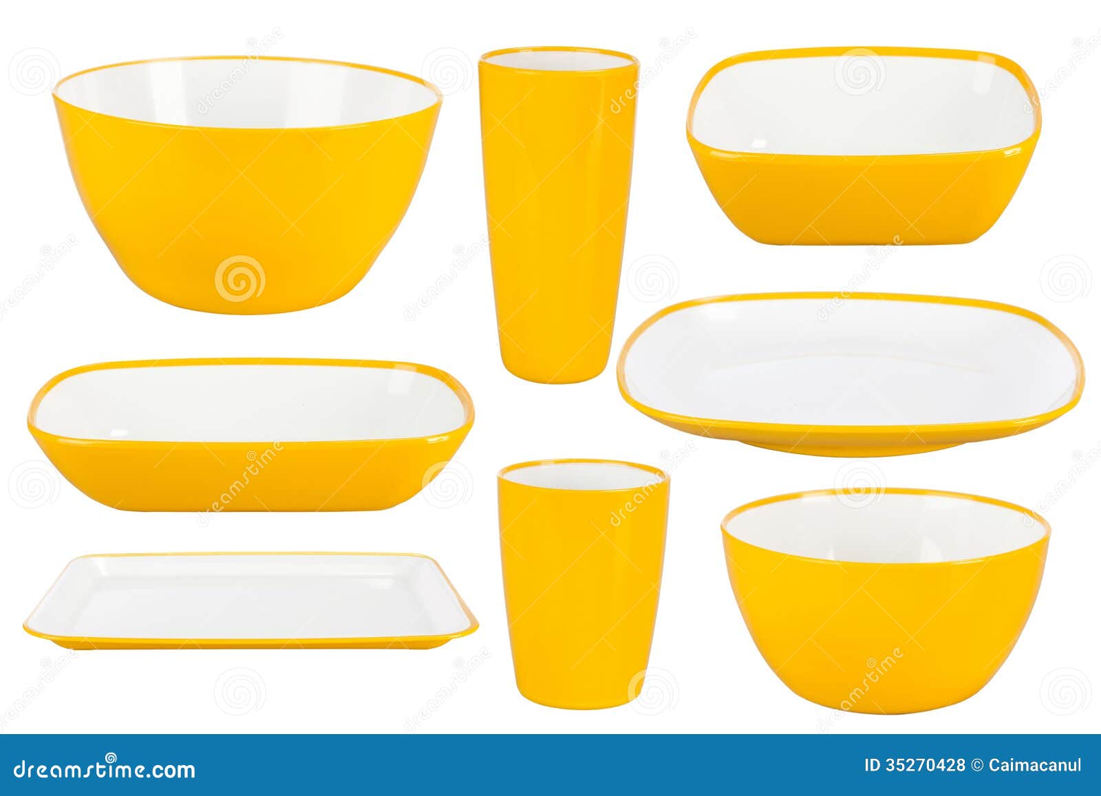 Platos Plásticos Amarillos Fondo Blanco Foto de archivo Imagen de platos, 35270428