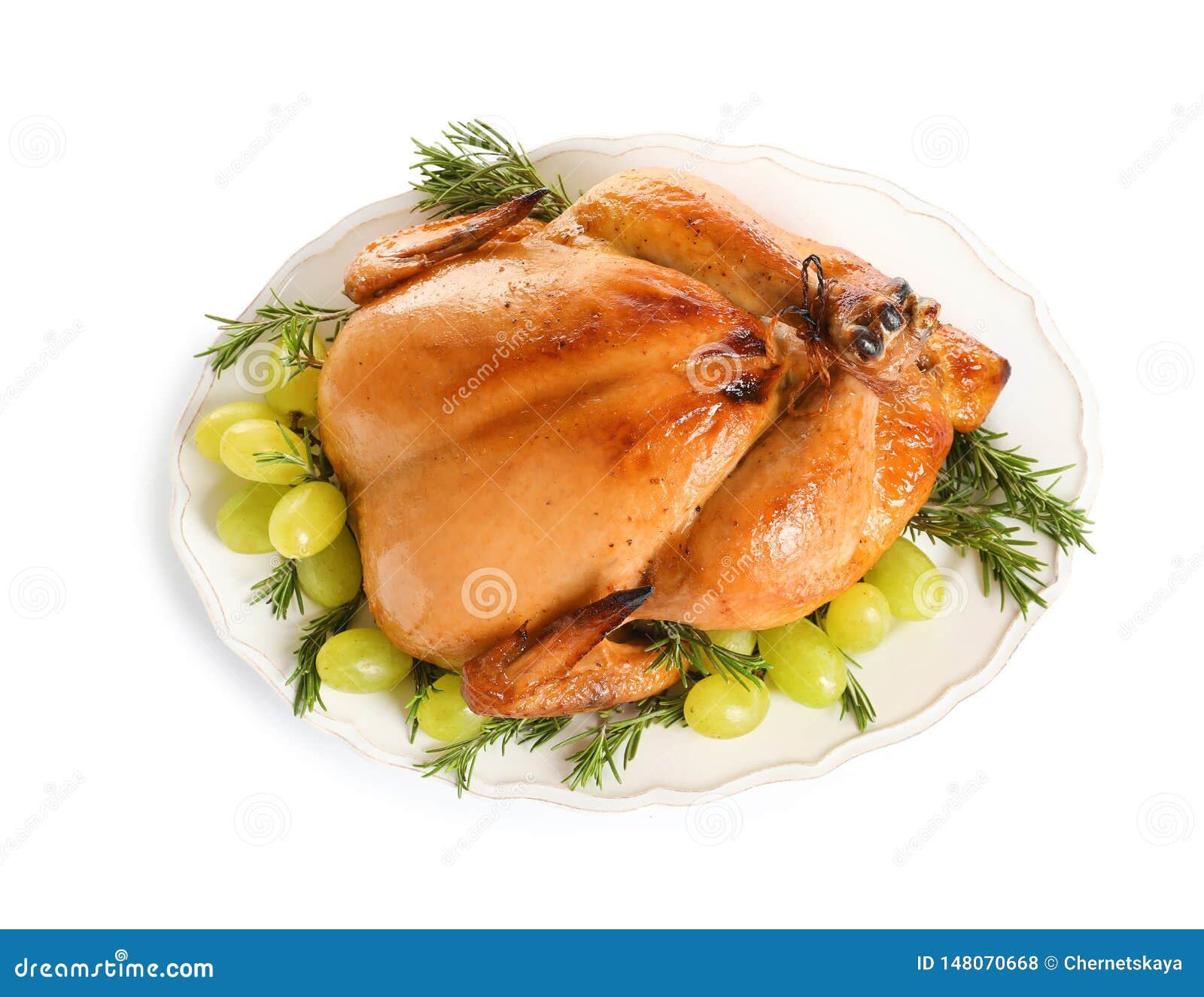 Platter of Cooked Turkey with Garnish, Top View Stock Photo Image of