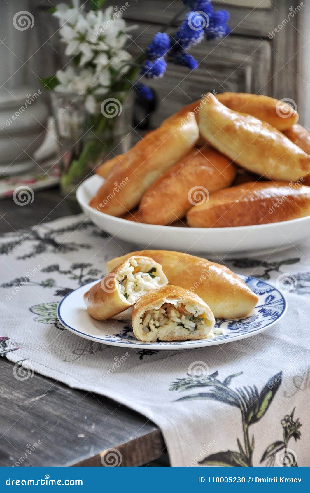 On a Platter Russian Traditional Patties with Rice and Egg Stock Photo