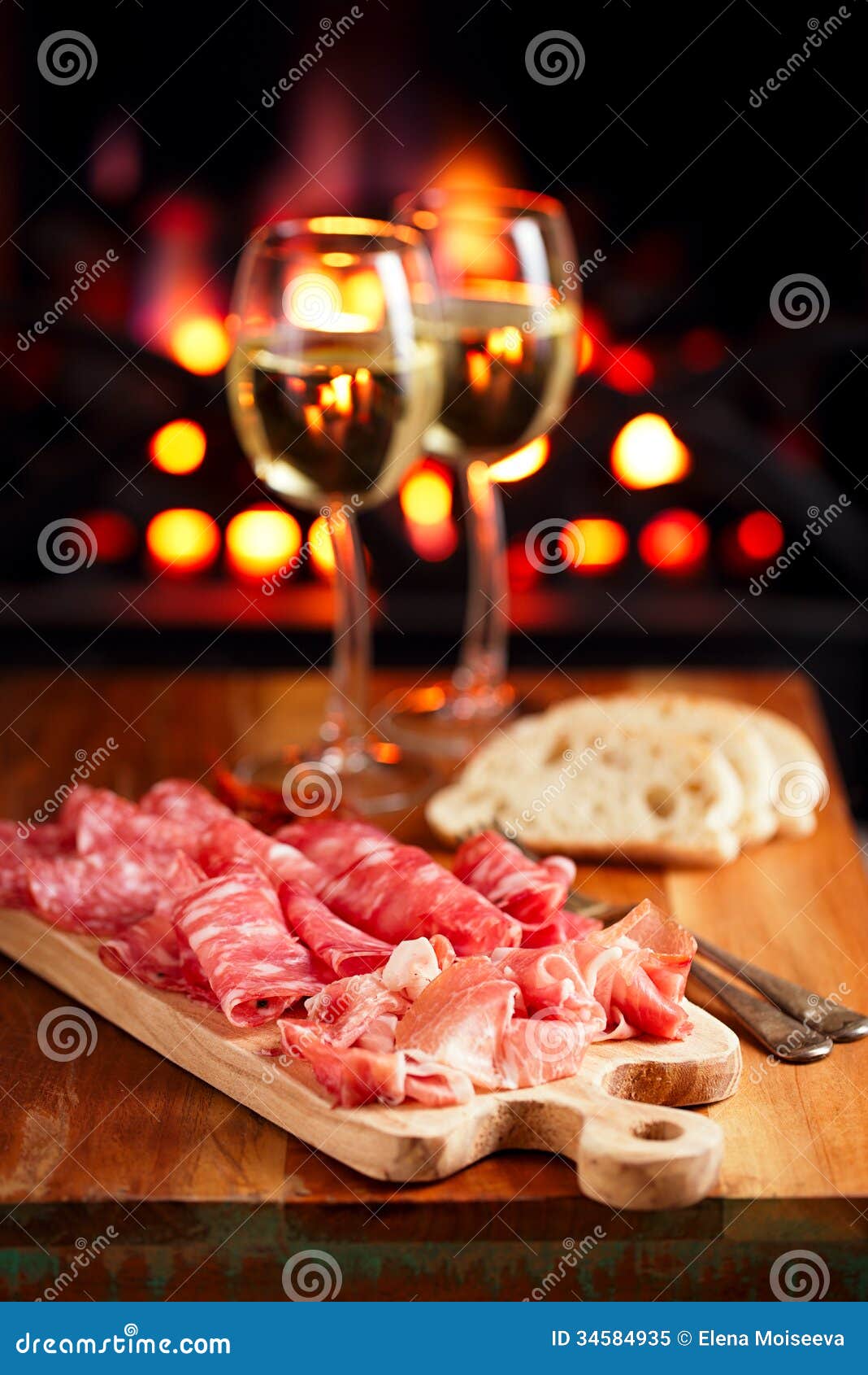 Cured Meat Platter Of Traditional Spanish Tapas Chorizo, Salsichon, Jamon Serrano, Lomo