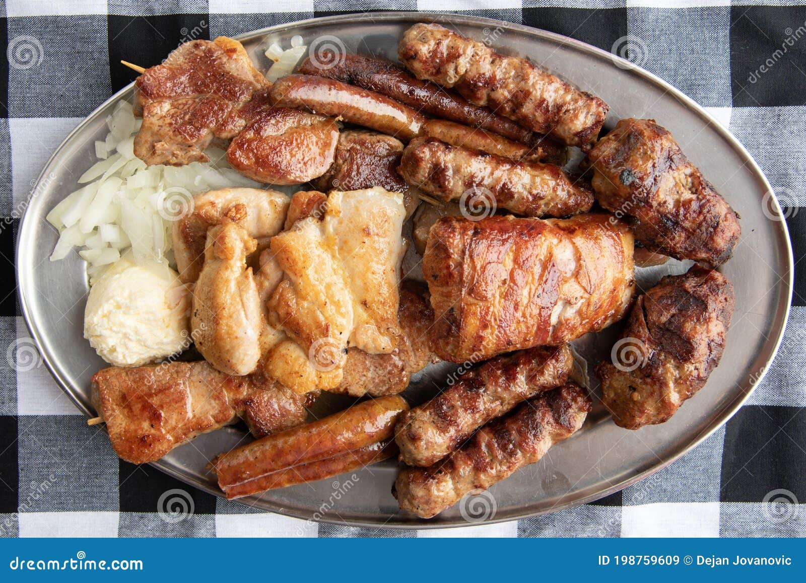 traditional serbian mix of the grilled meat - mesano meso leskovacki voz