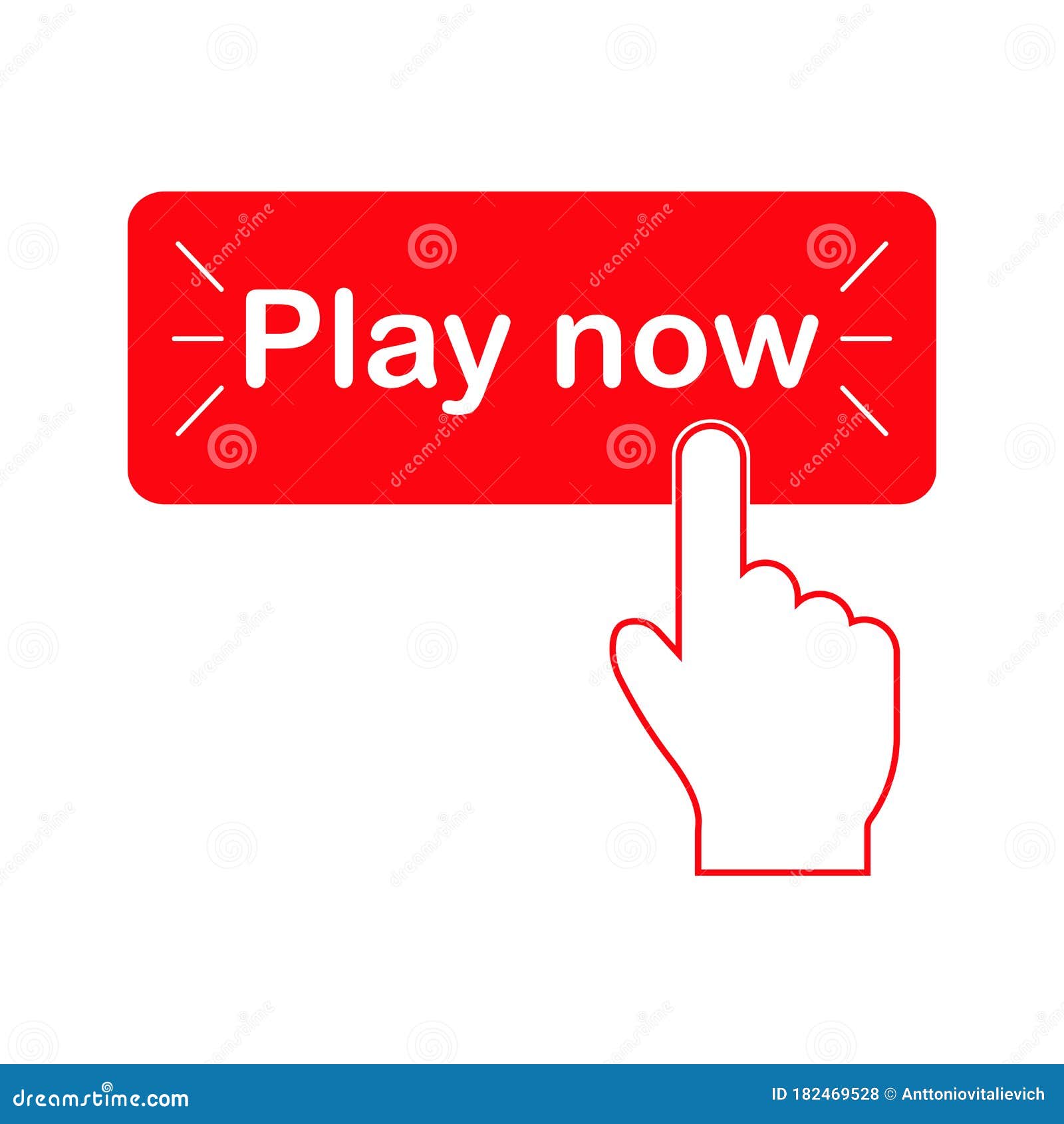 Play Now Button - Click on the Red Button Stock Vector - Illustration of  banner, movie: 182469528