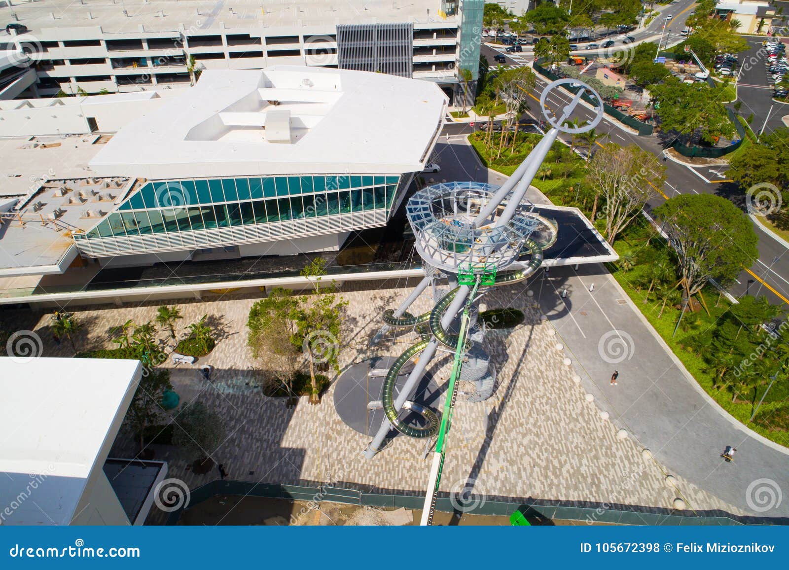 aerial image of the slide at aventura mall florida