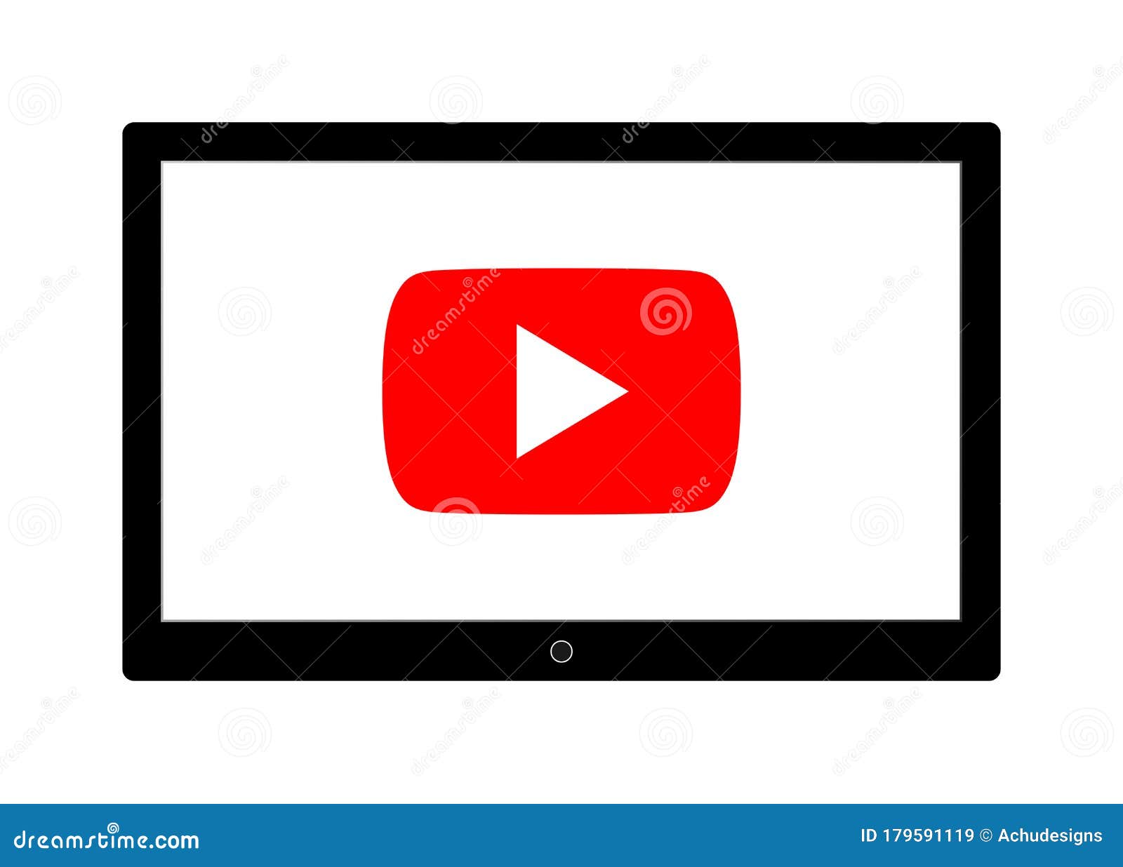 Flat Lcd Screen Tv Play Video Button Editorial Stock Image