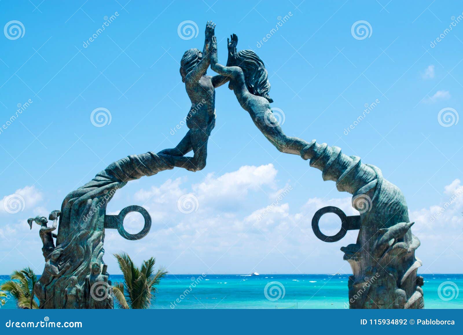 playa del carmen portal maya sculpture in mexico