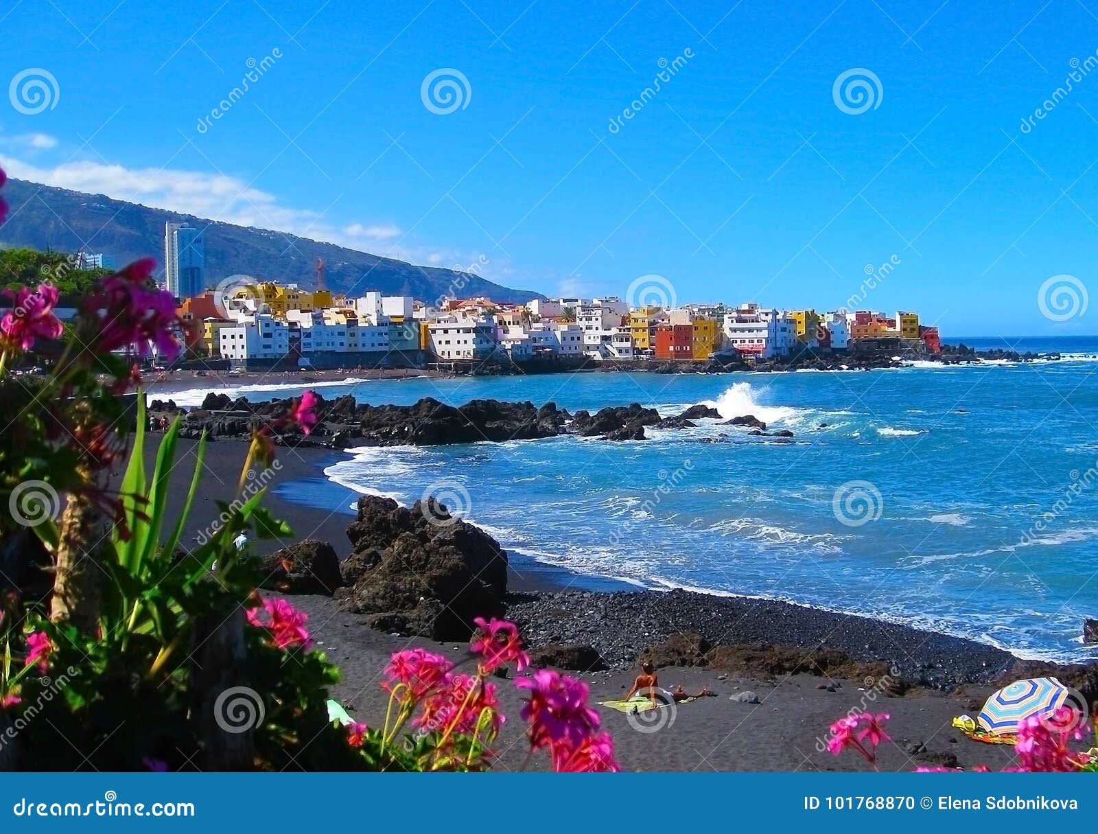 Playa Jardin Puerto De La Cruz Tenerife Island Spain Editorial