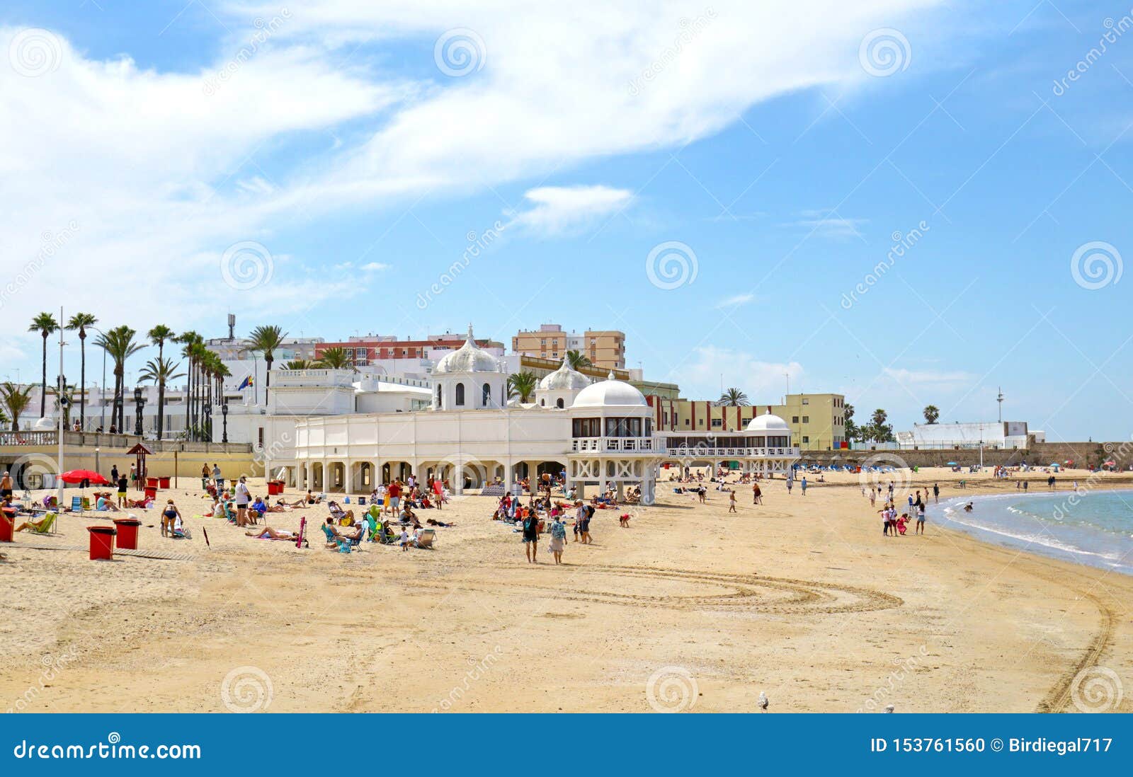 Playa La Caleta Beach At Cadiz Andalusia Spain Unrecognizable