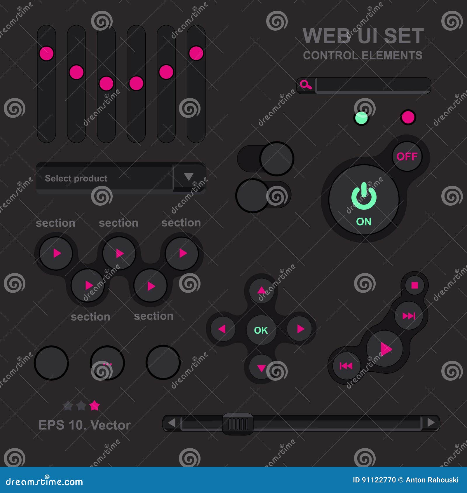 Player Interface, Design Element, Set, Mobile App, Smartphone, Tablet
